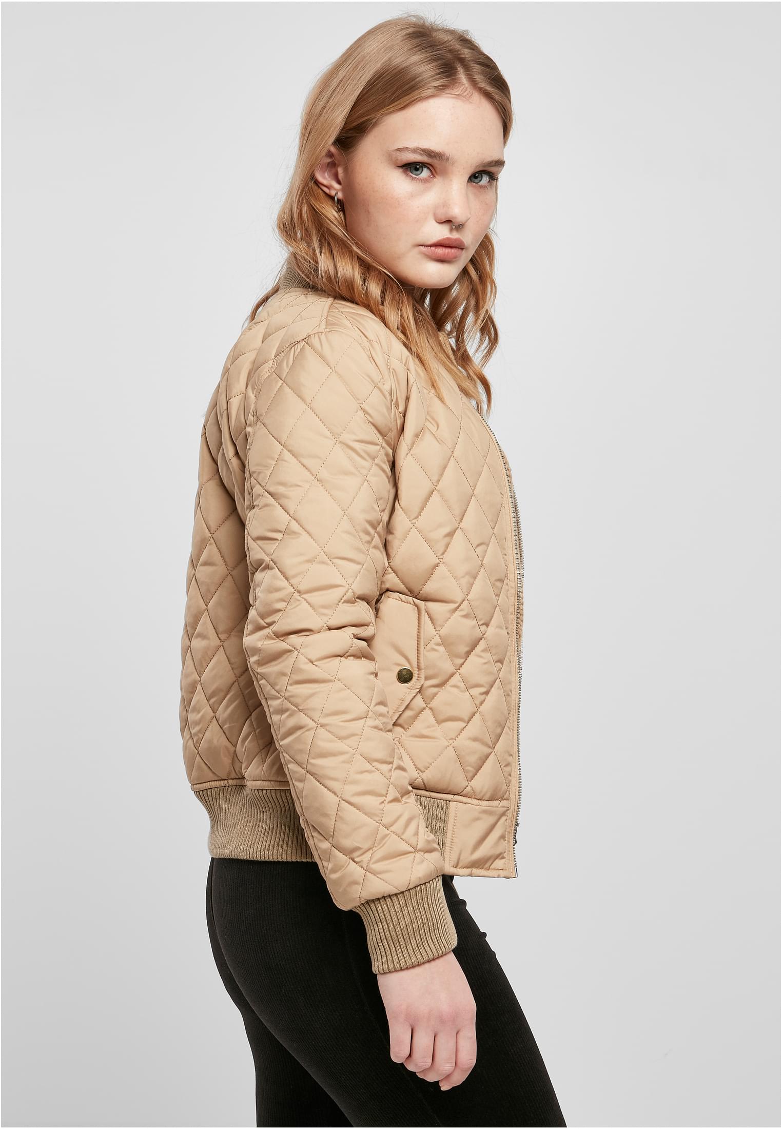 Ladies Diamond Quilt Nylon Jacket | unionbeige