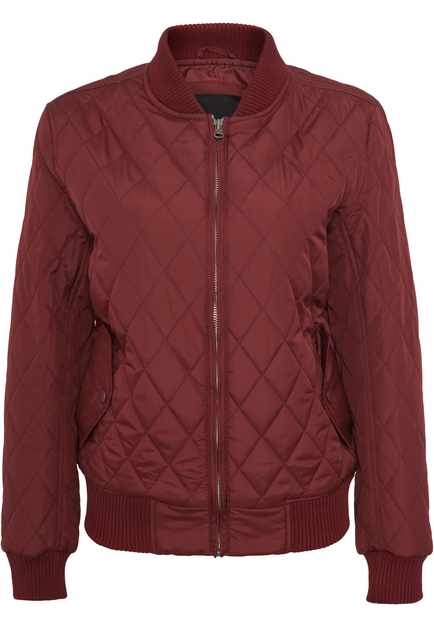 Ladies Diamond Quilt Nylon Jacket | burgundy