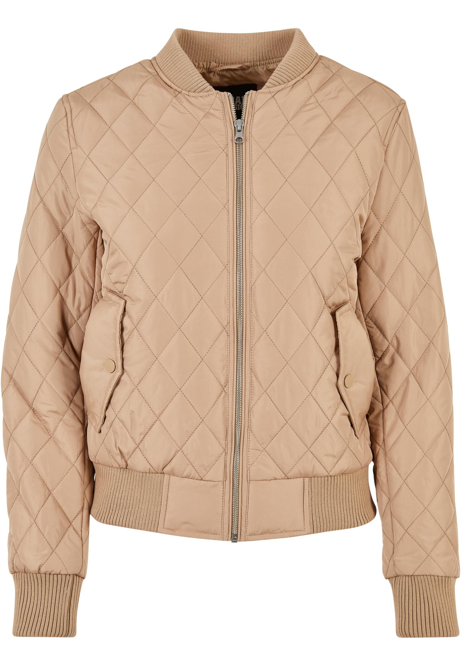 Ladies Diamond Quilt Nylon Jacket | unionbeige