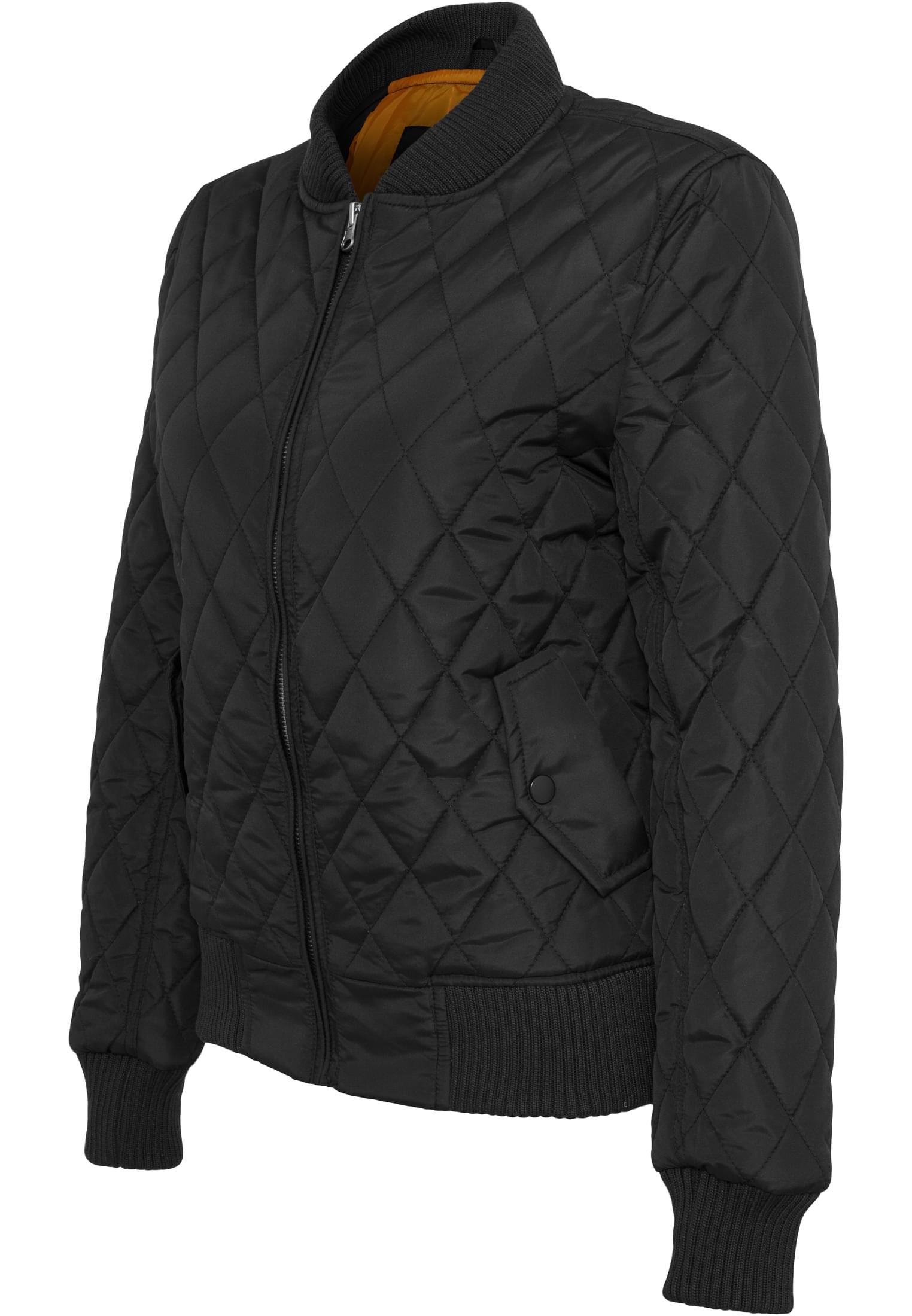 Ladies Diamond Quilt Nylon Jacket | black