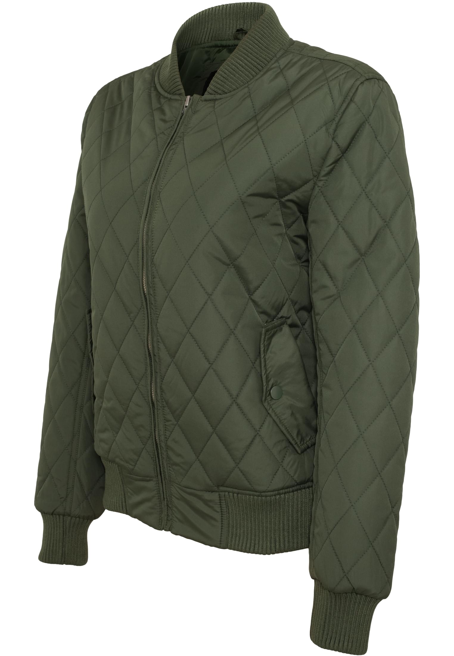 Ladies Diamond Quilt Nylon Jacket | olive