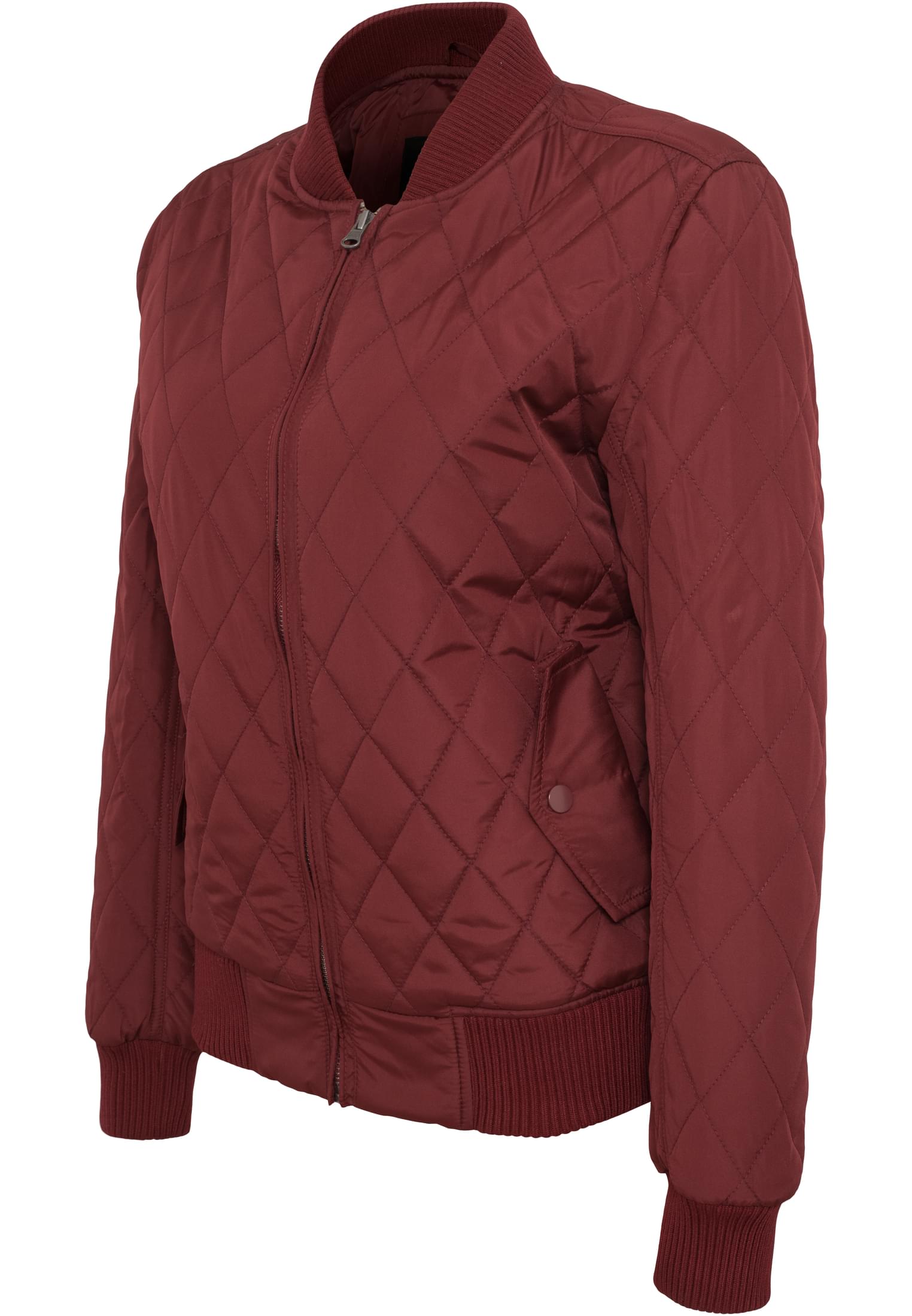 Ladies Diamond Quilt Nylon Jacket | burgundy