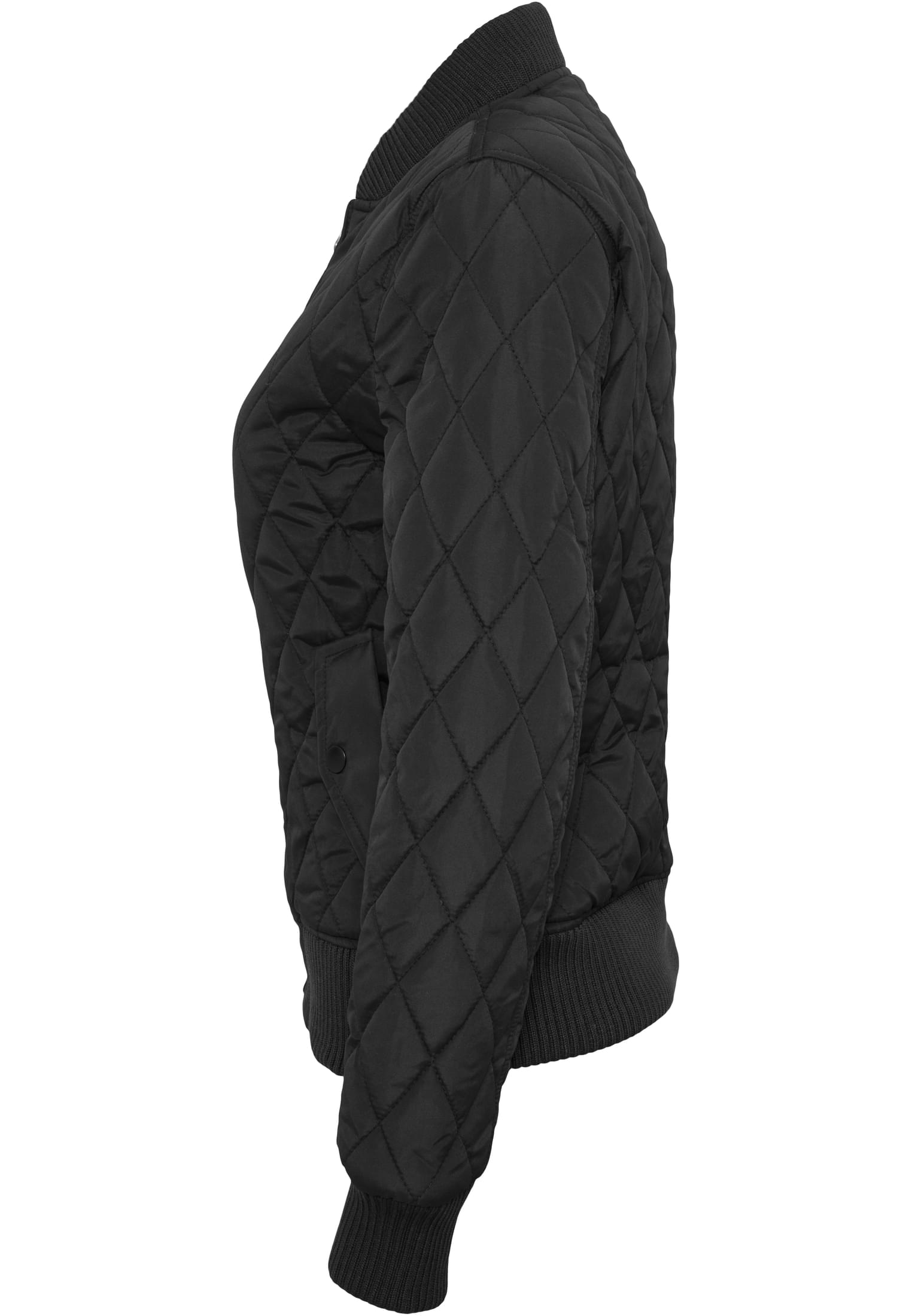 Ladies Diamond Quilt Nylon Jacket | black