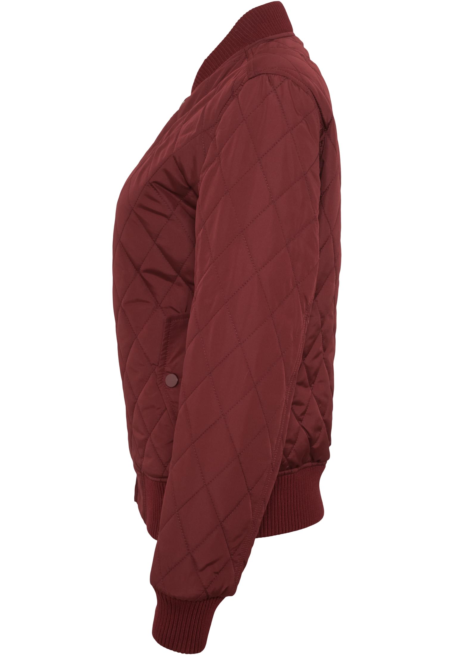 Ladies Diamond Quilt Nylon Jacket | burgundy