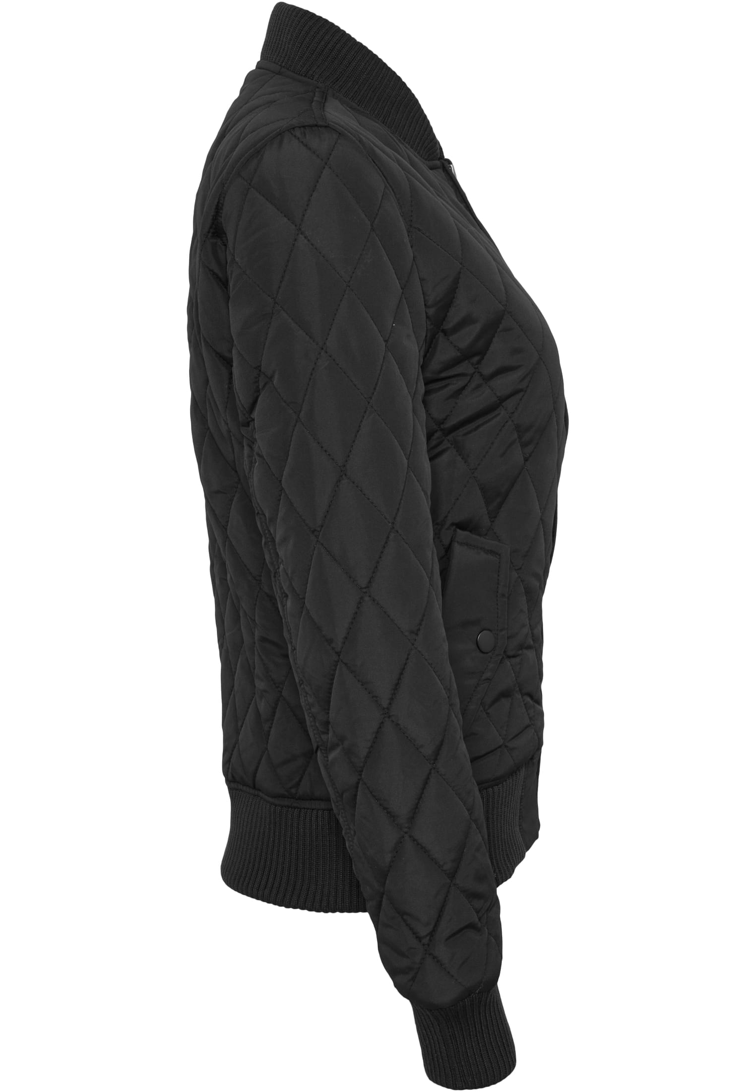 Ladies Diamond Quilt Nylon Jacket | black