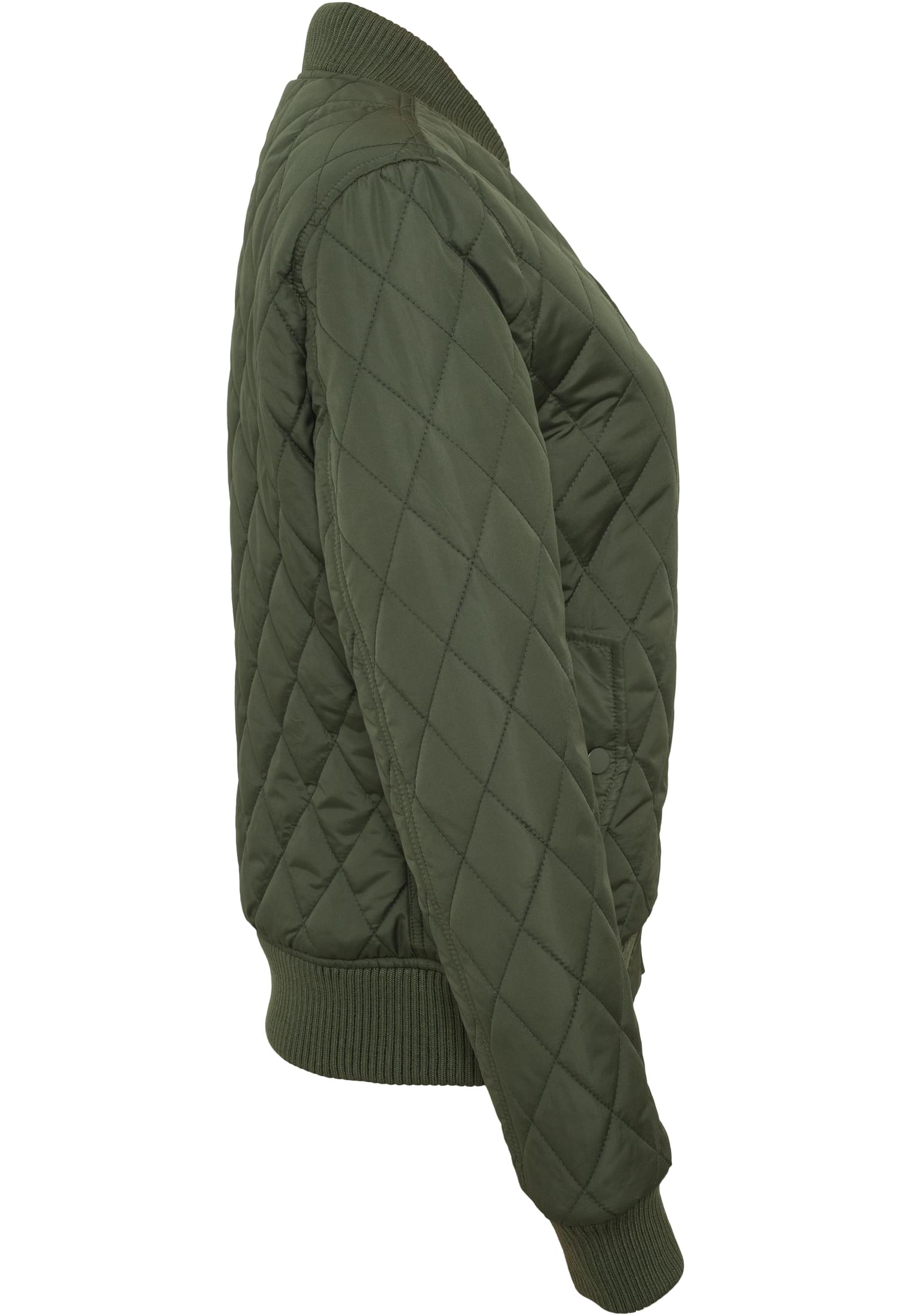 Ladies Diamond Quilt Nylon Jacket | olive