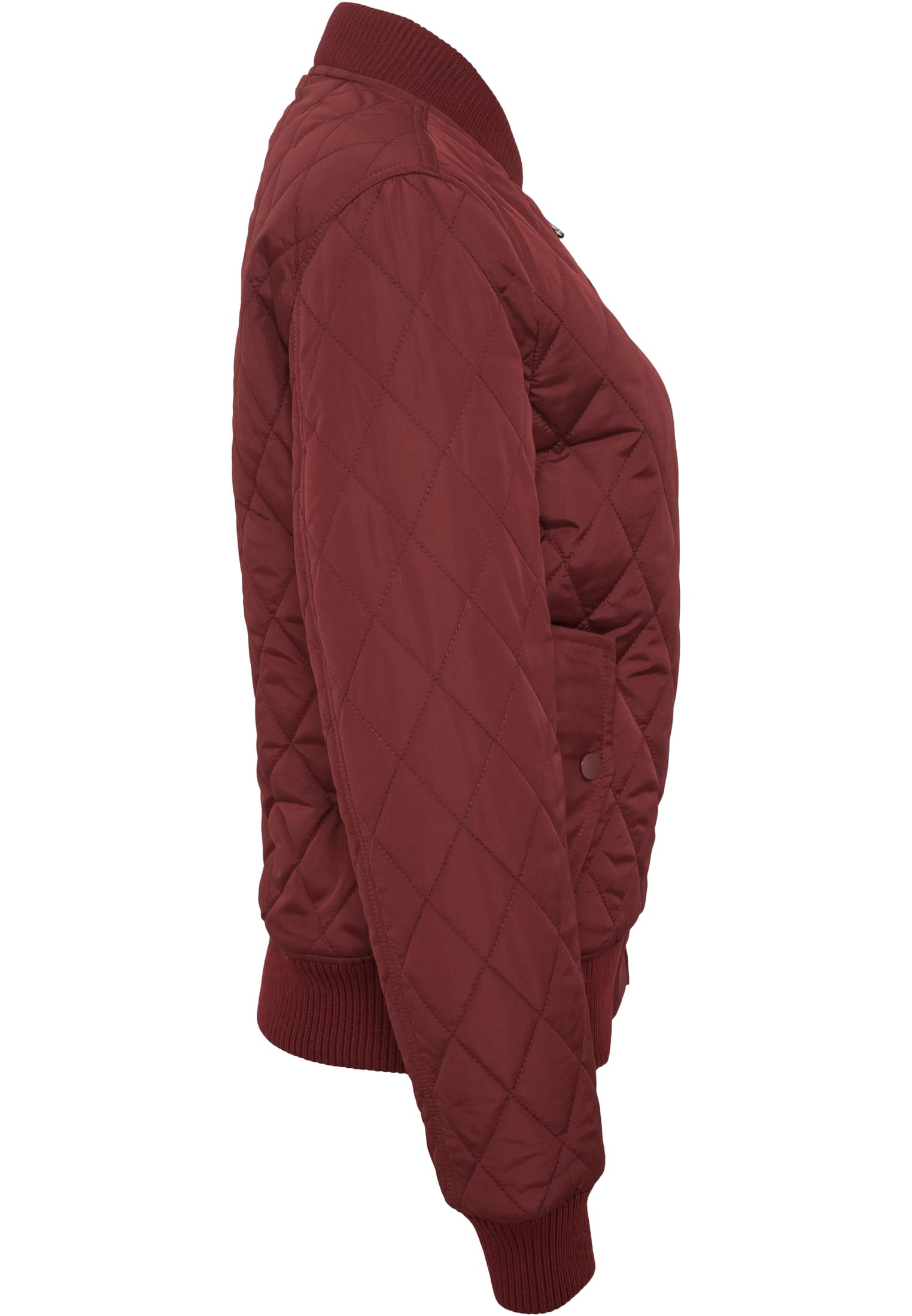 Ladies Diamond Quilt Nylon Jacket | burgundy