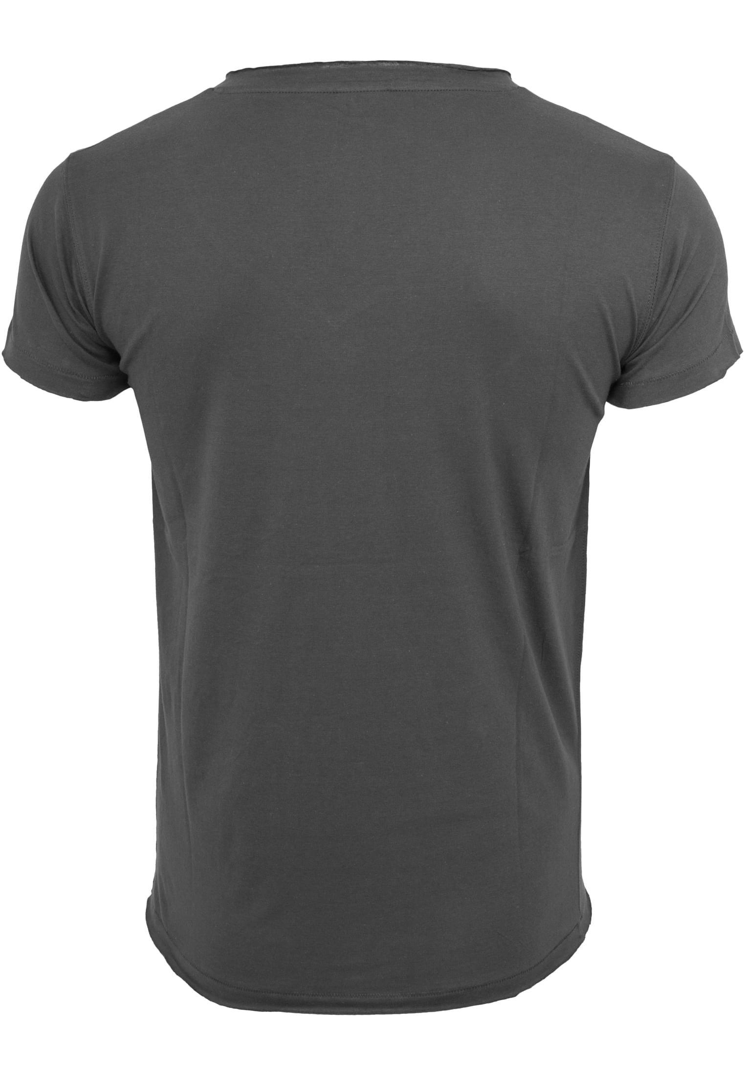 Fitted Peached Open Edge V-Neck Tee | darkgrey