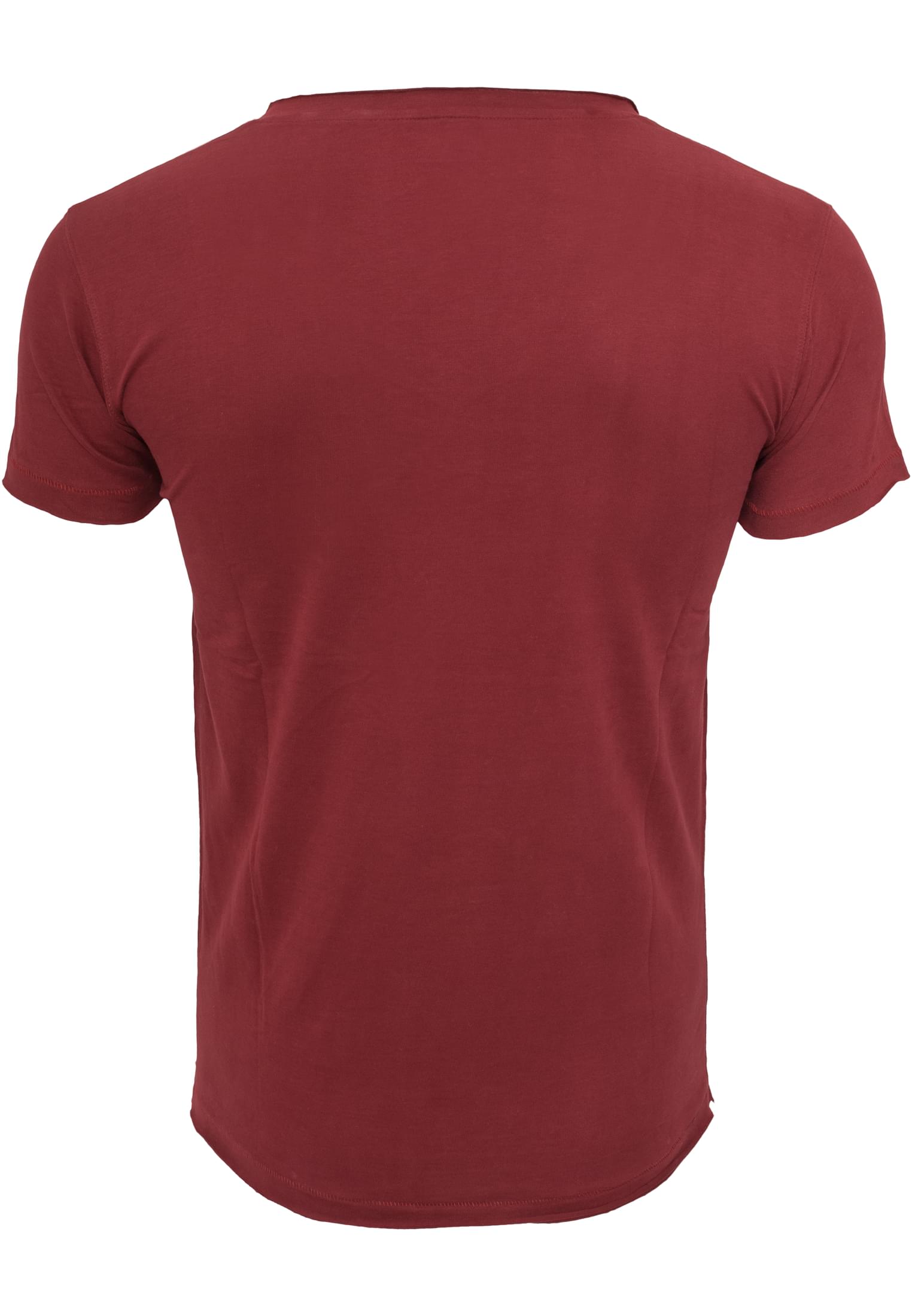 Fitted Peached Open Edge V-Neck Tee | burgundy