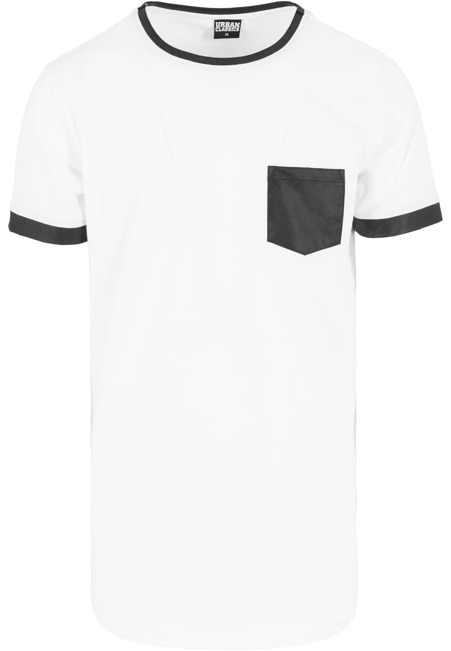 Long Shaped Synthetic Leather Tee | wht/blk