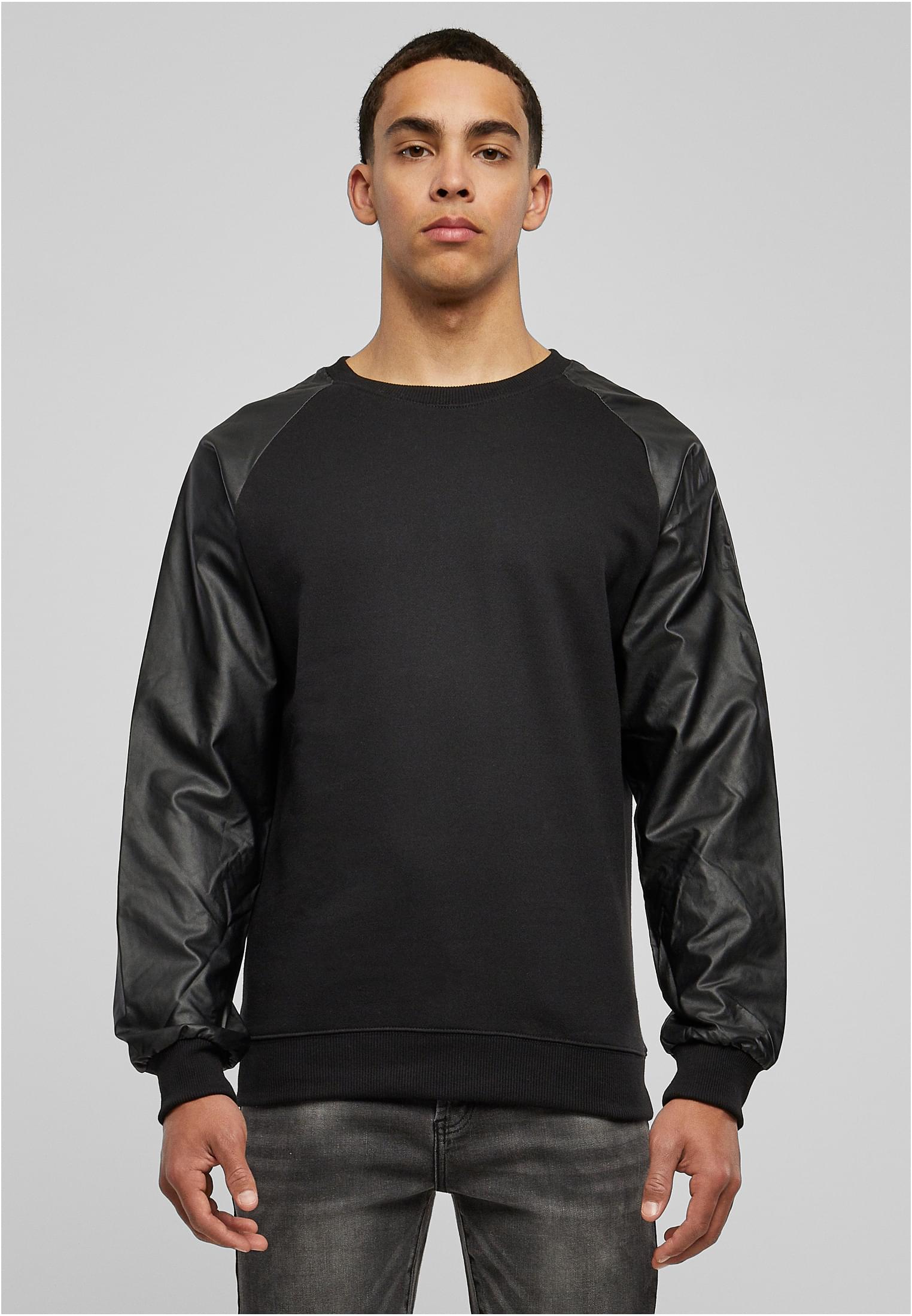 Raglan Leather Imitation Crew | blk/blk