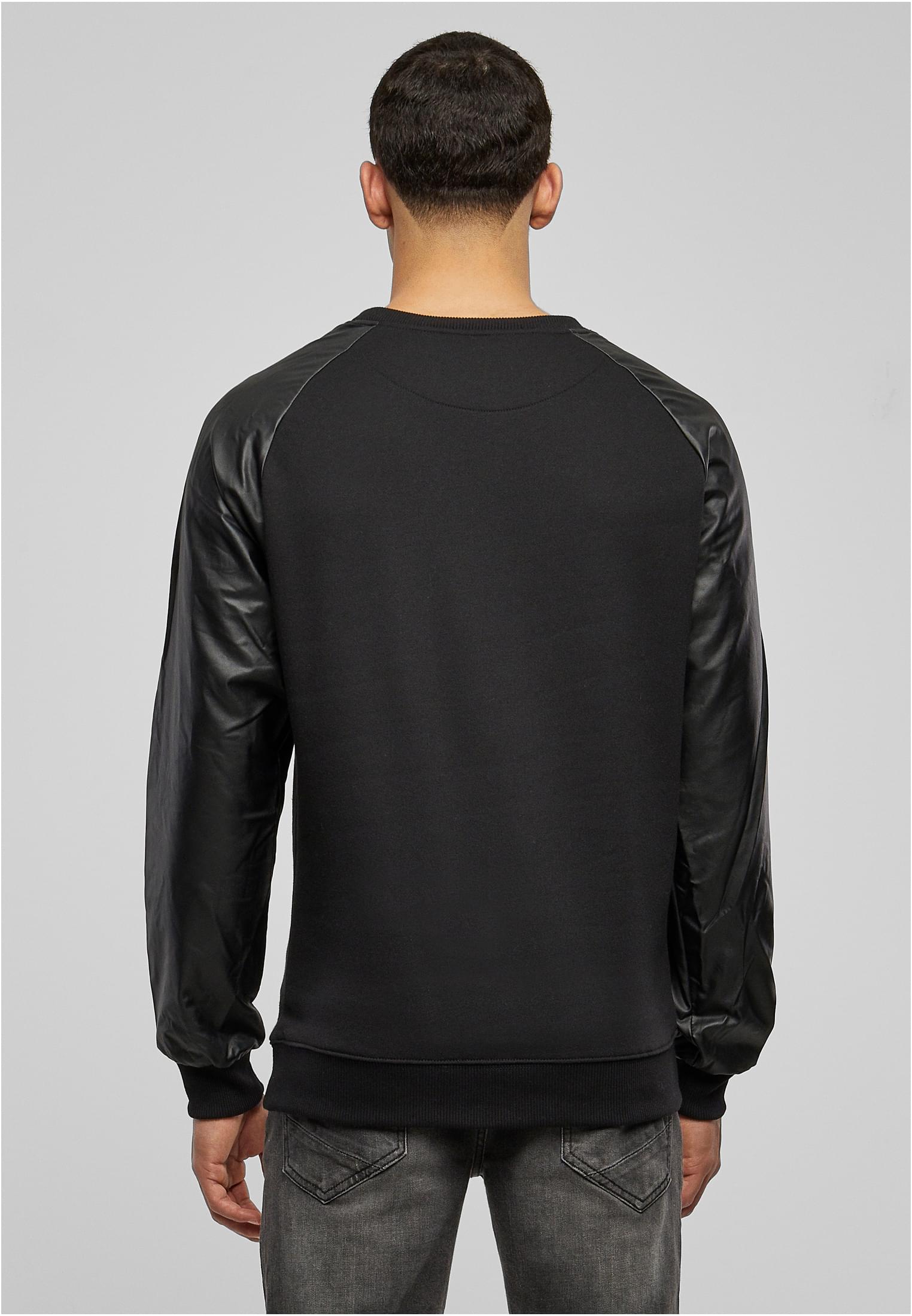 Raglan Leather Imitation Crew | blk/blk