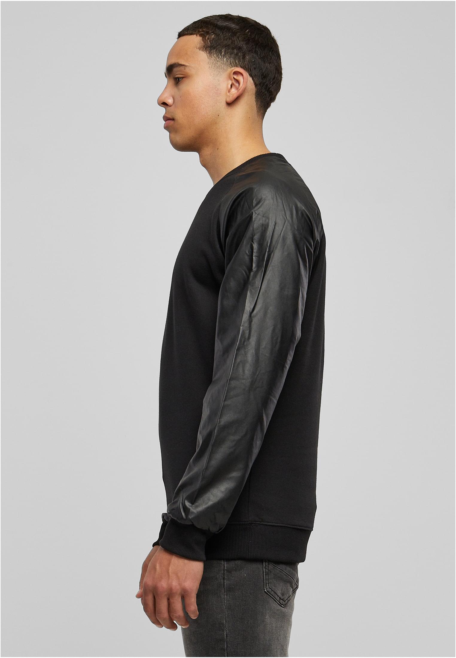 Raglan Leather Imitation Crew | blk/blk