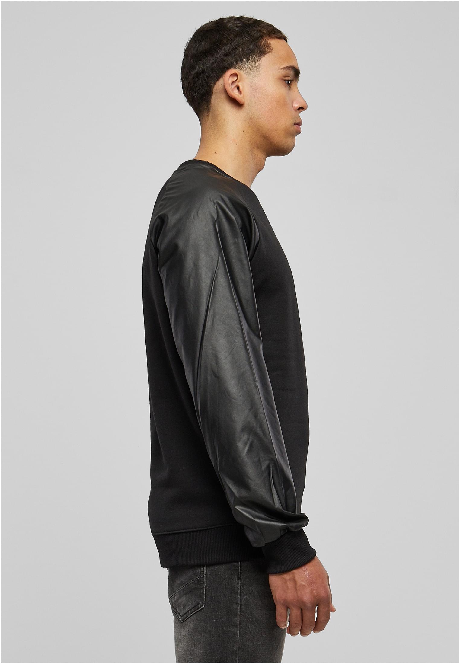 Raglan Leather Imitation Crew | blk/blk