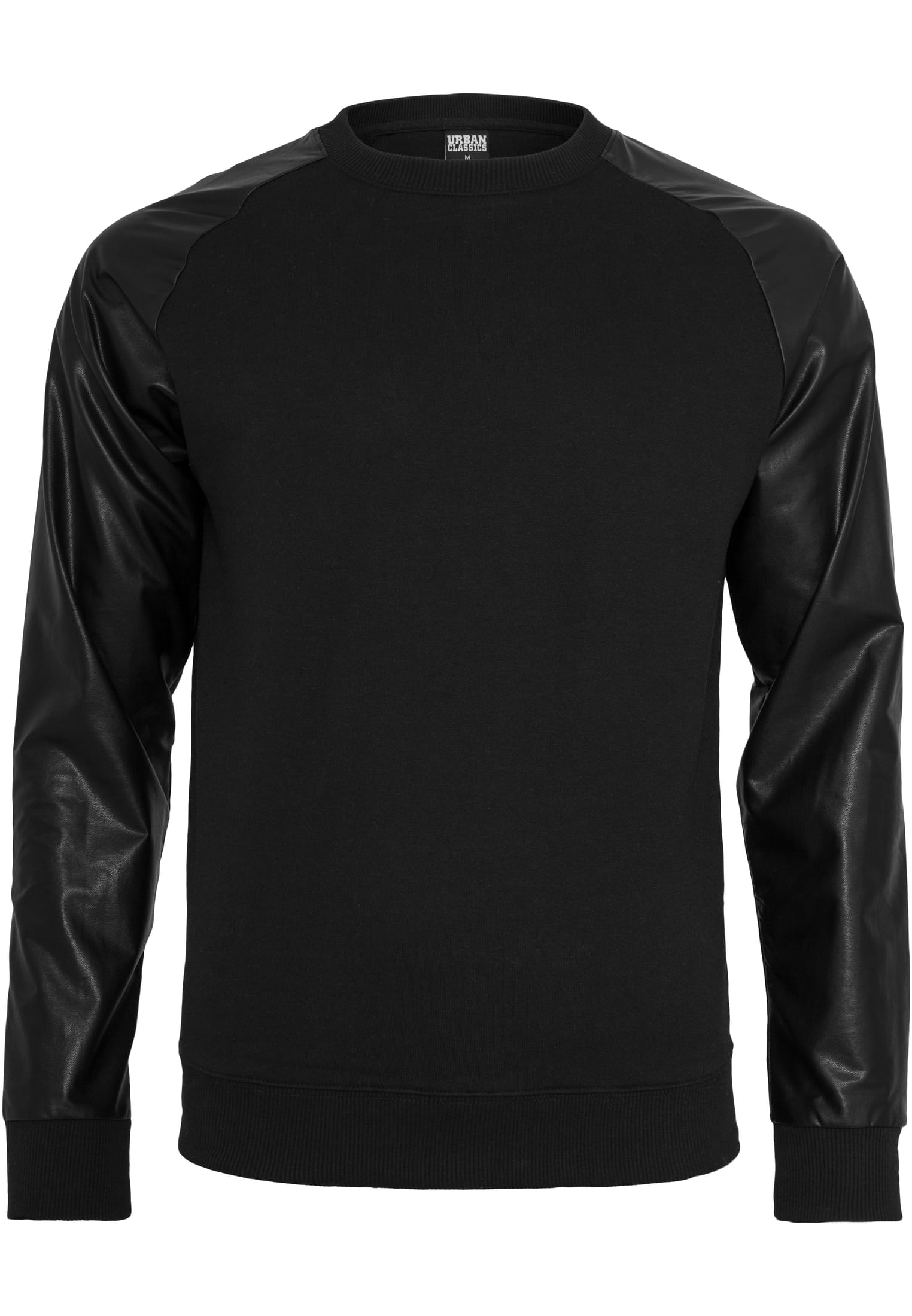 Raglan Leather Imitation Crew | blk/blk