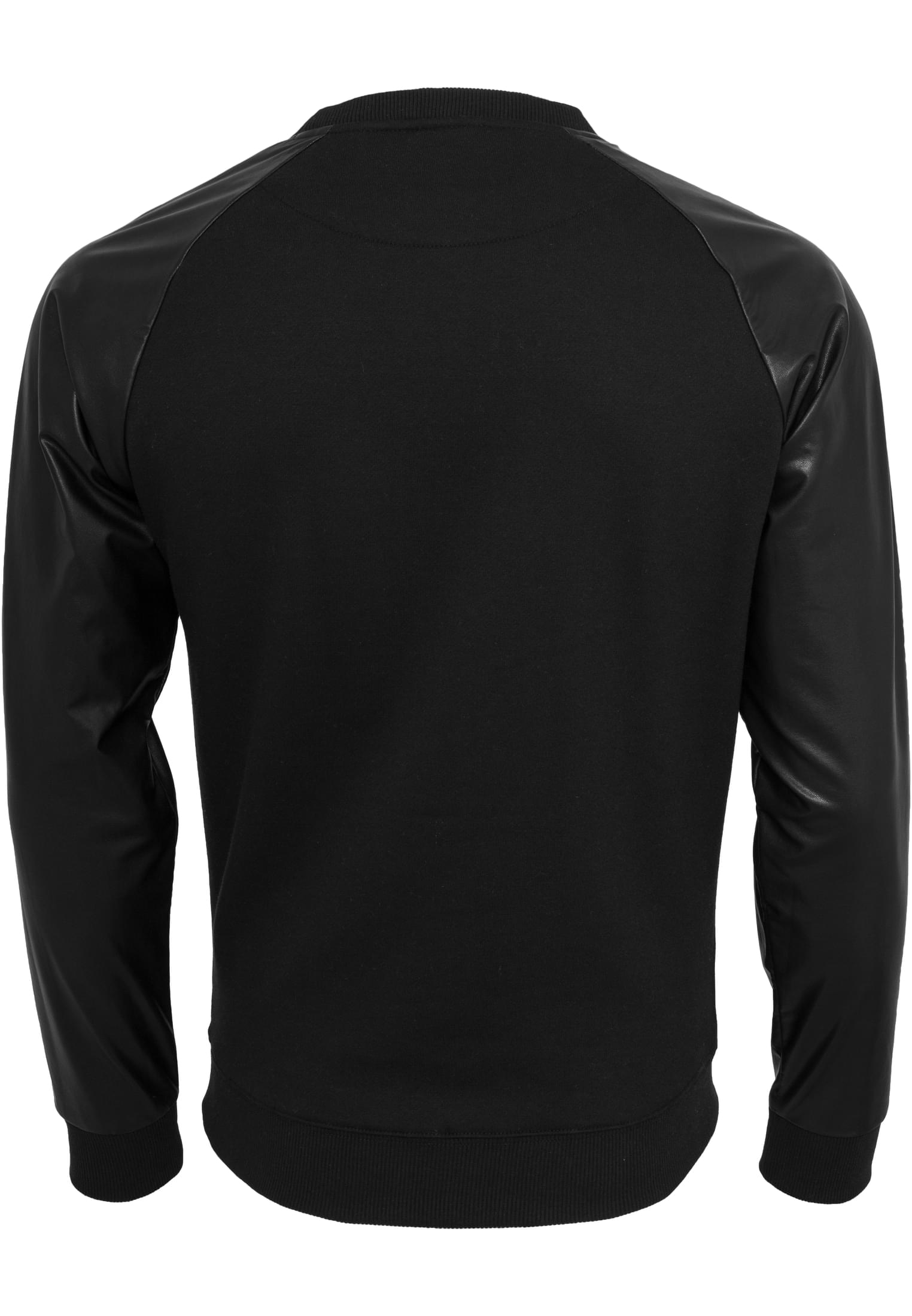 Raglan Leather Imitation Crew | blk/blk