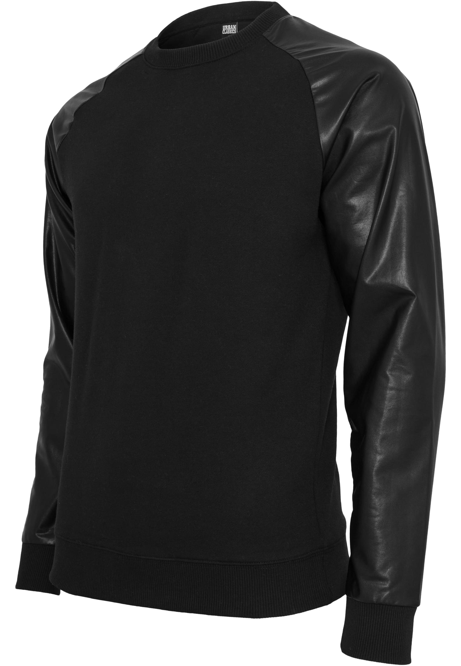 Raglan Leather Imitation Crew | blk/blk