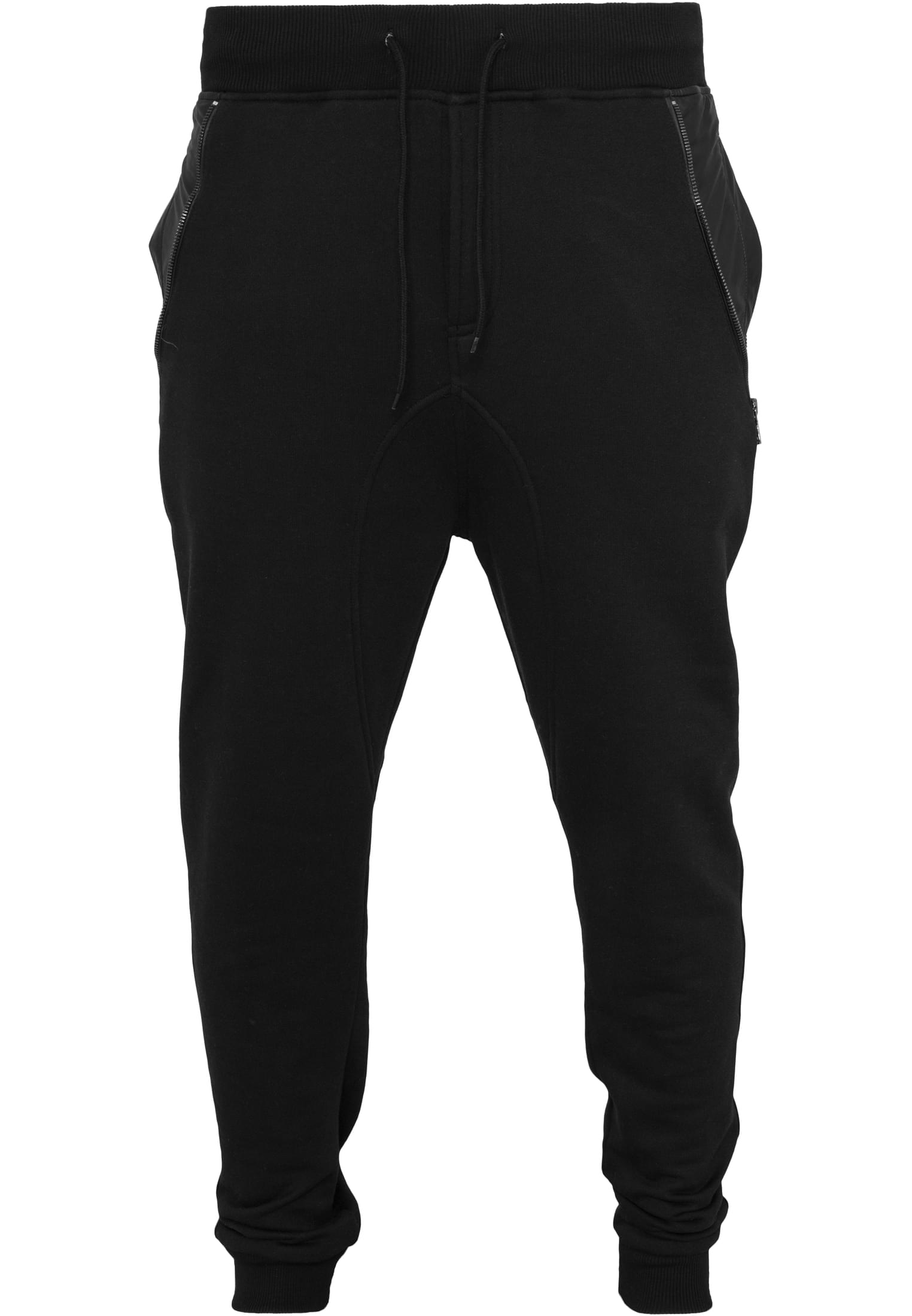 Side Zip Leather Pocket Sweatpant | blk/blk