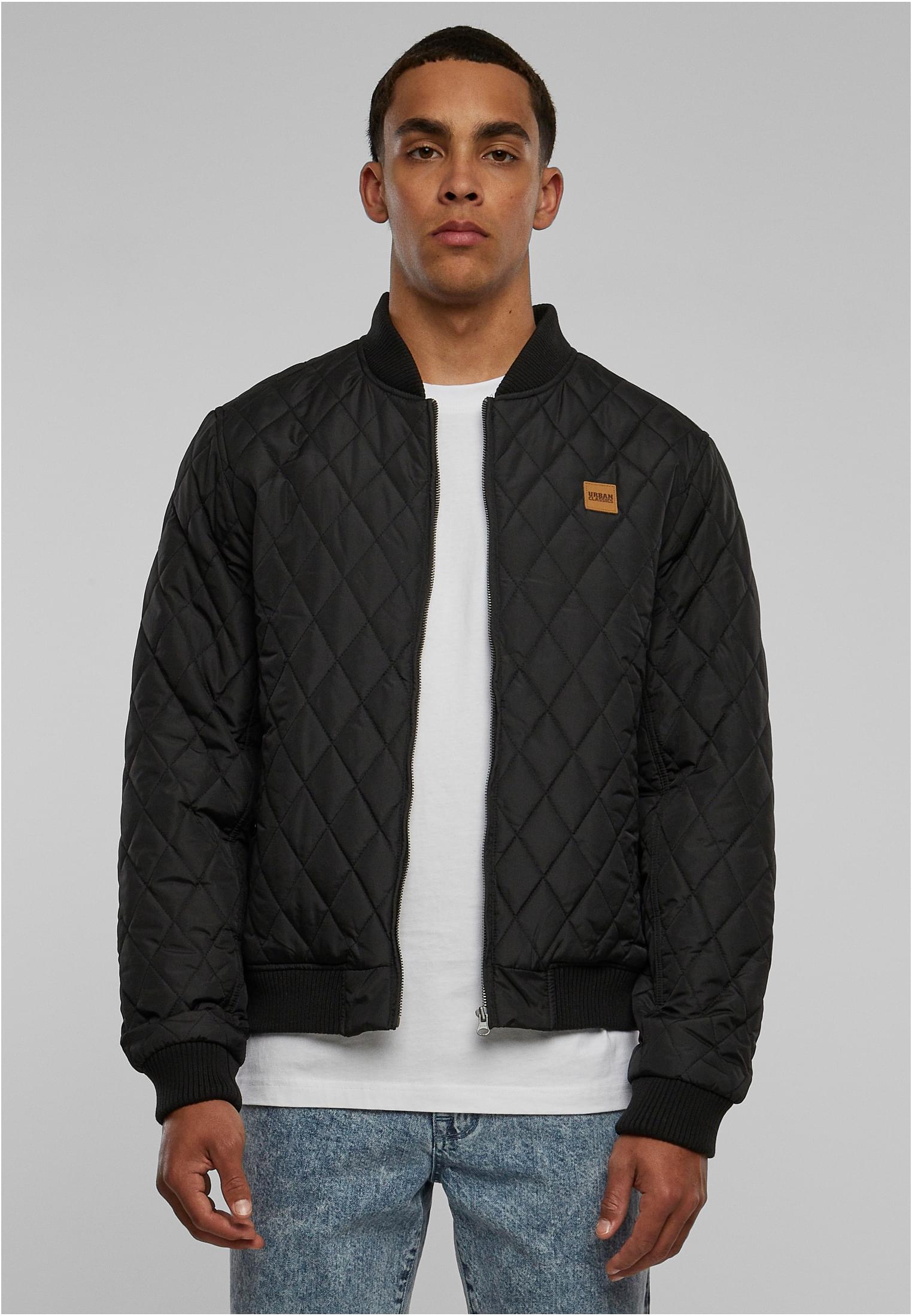 Diamond Quilt Nylon Jacket | black