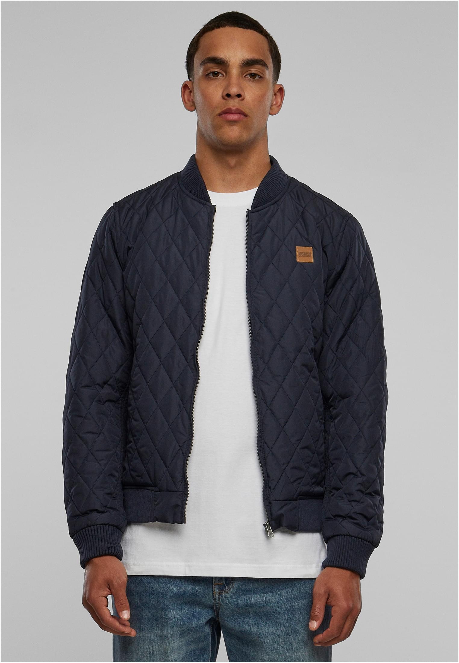 Diamond Quilt Nylon Jacket | navy