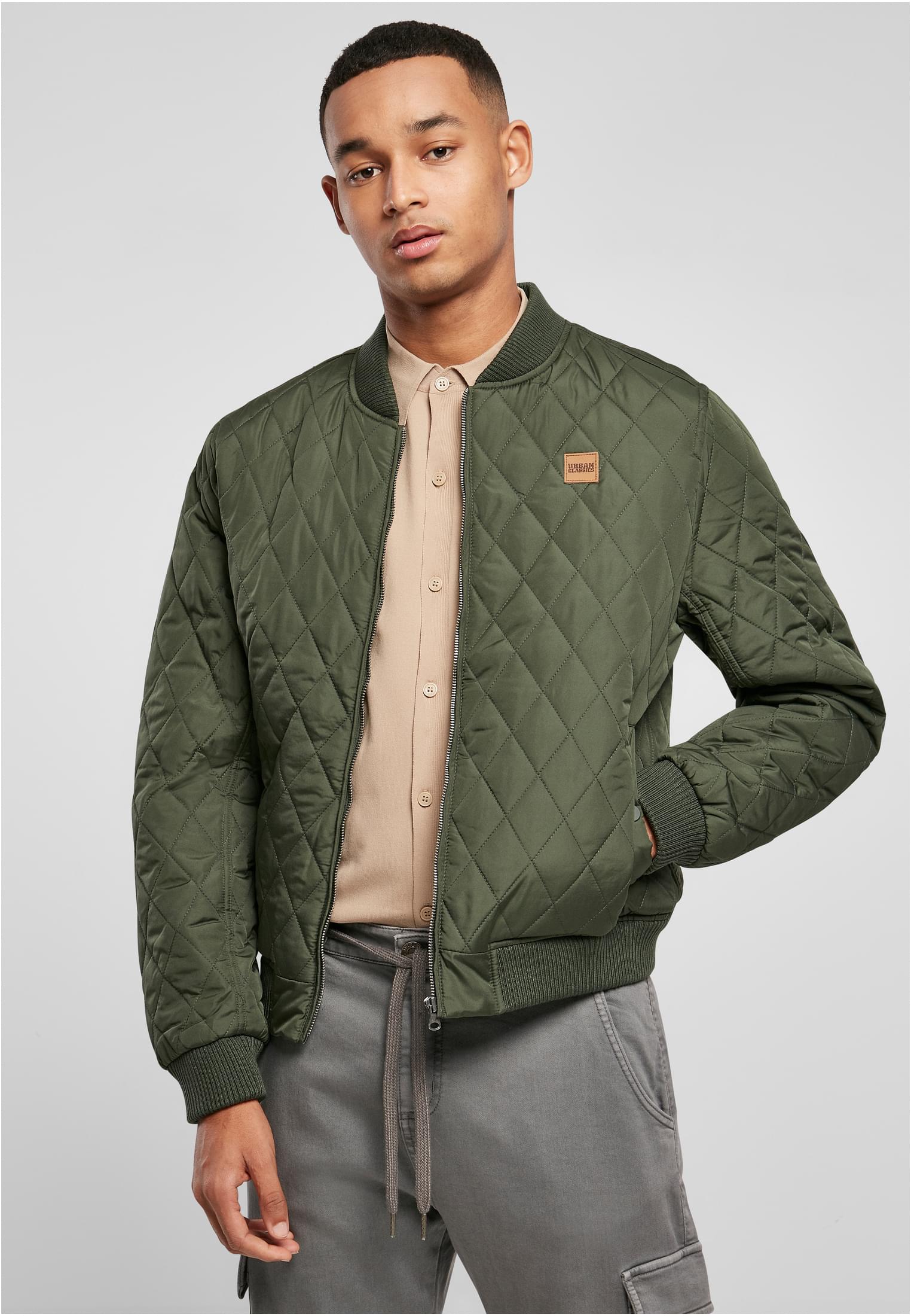 Diamond Quilt Nylon Jacket | olive