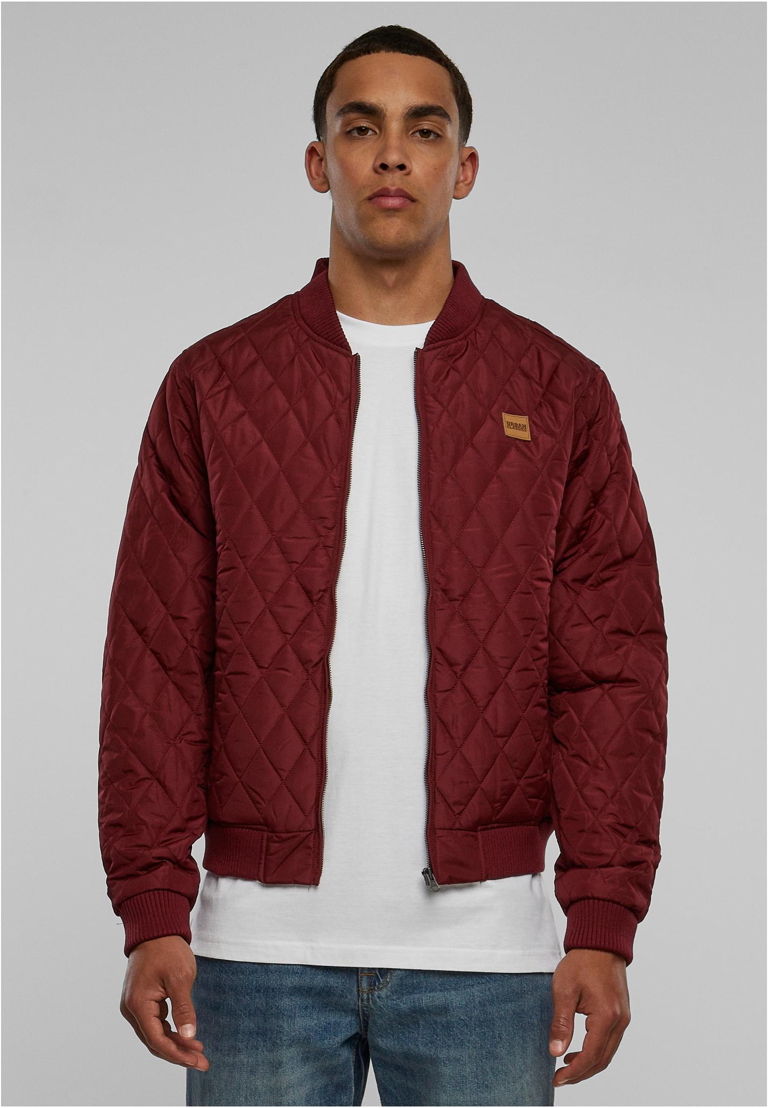 Diamond Quilt Nylon Jacket | burgundy