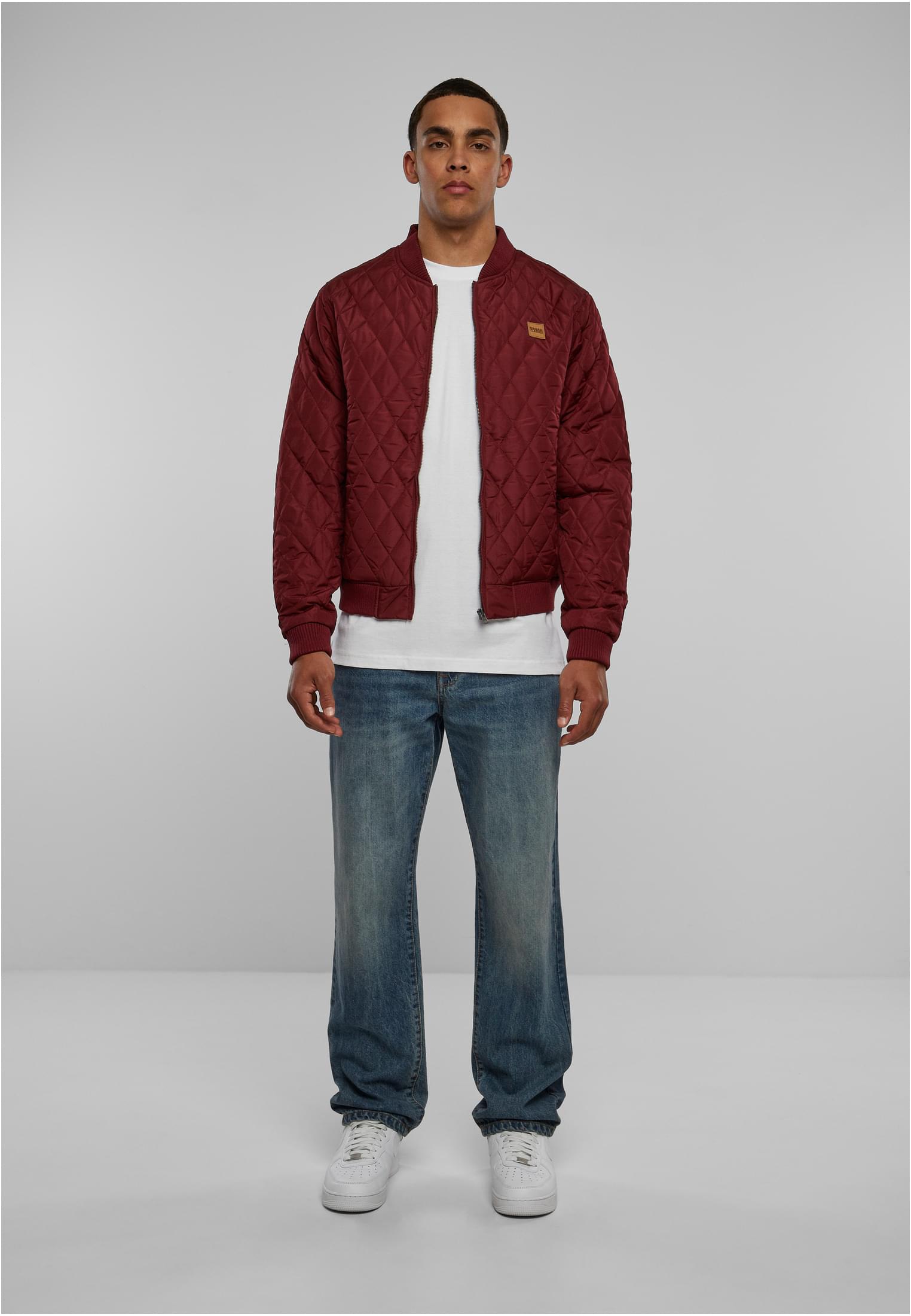 Diamond Quilt Nylon Jacket | burgundy