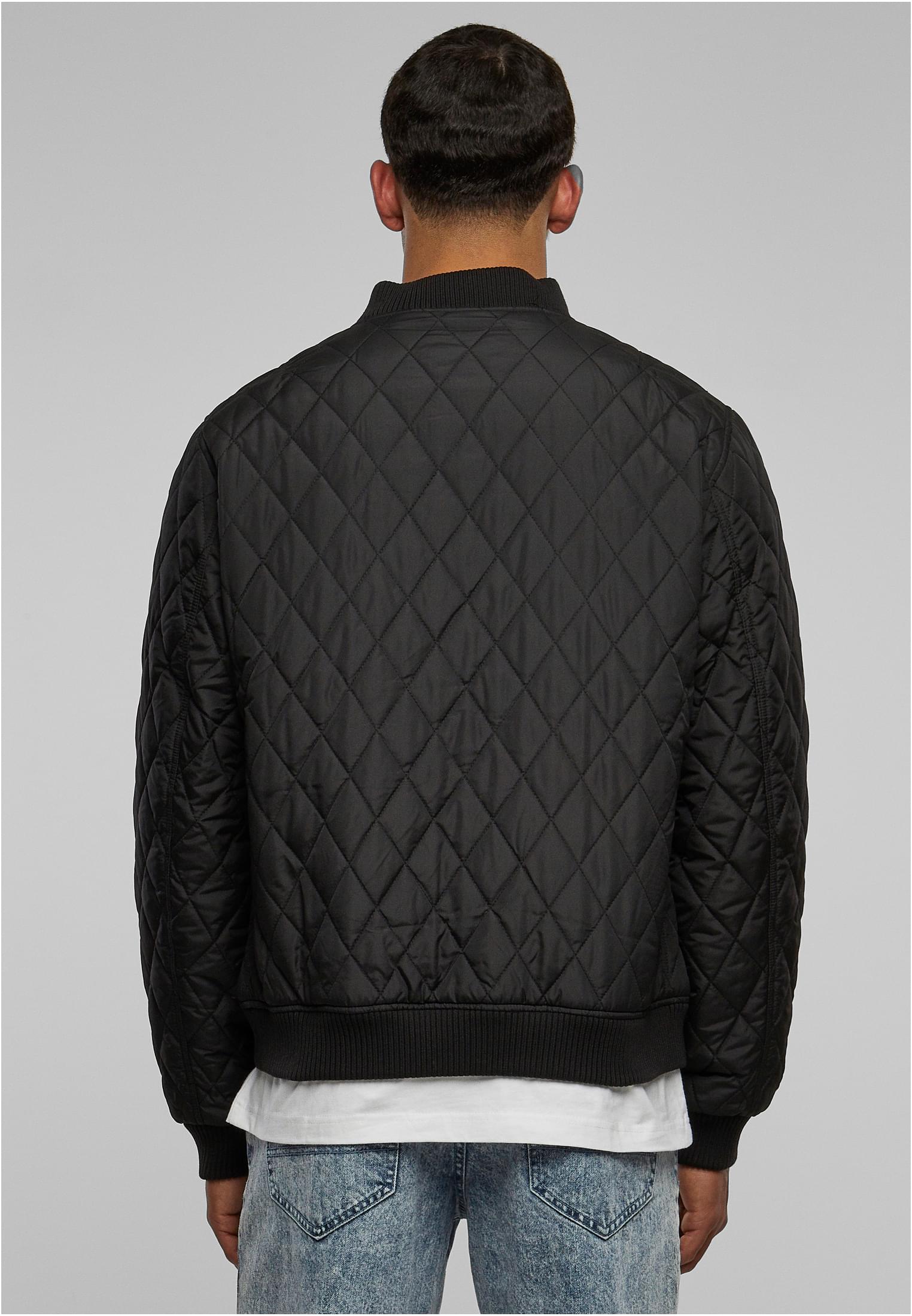 Diamond Quilt Nylon Jacket | black