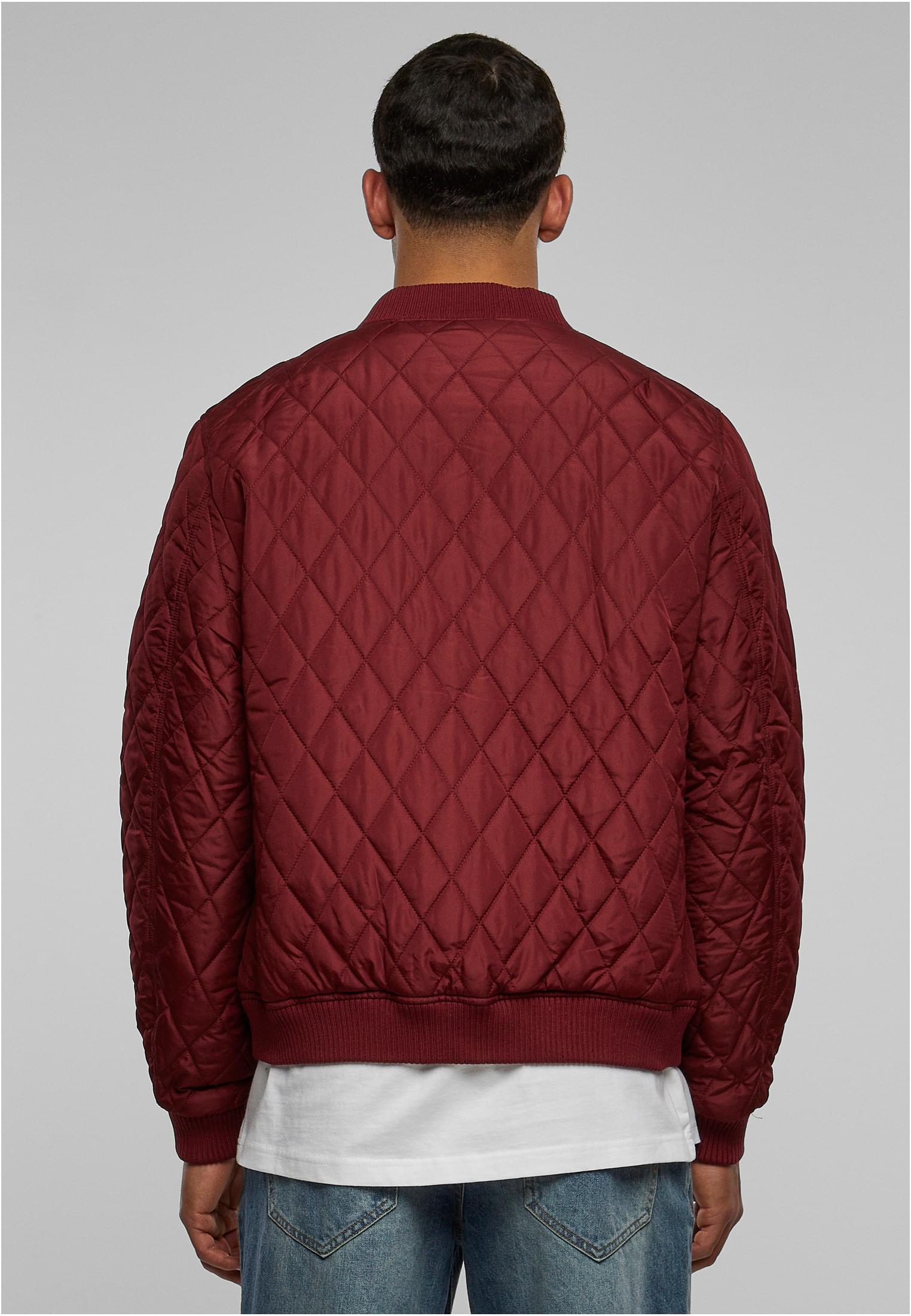 Diamond Quilt Nylon Jacket | burgundy