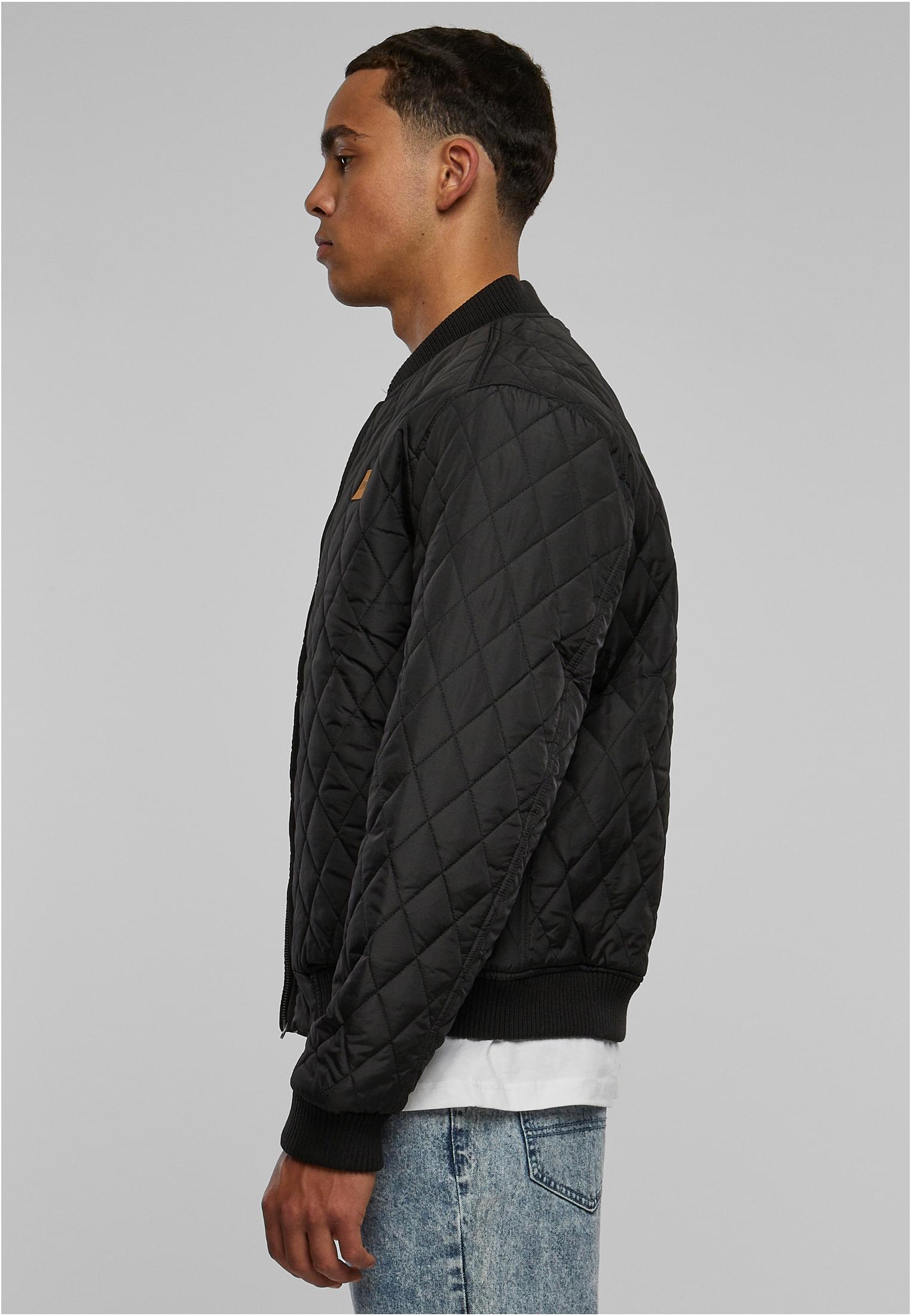 Diamond Quilt Nylon Jacket | black