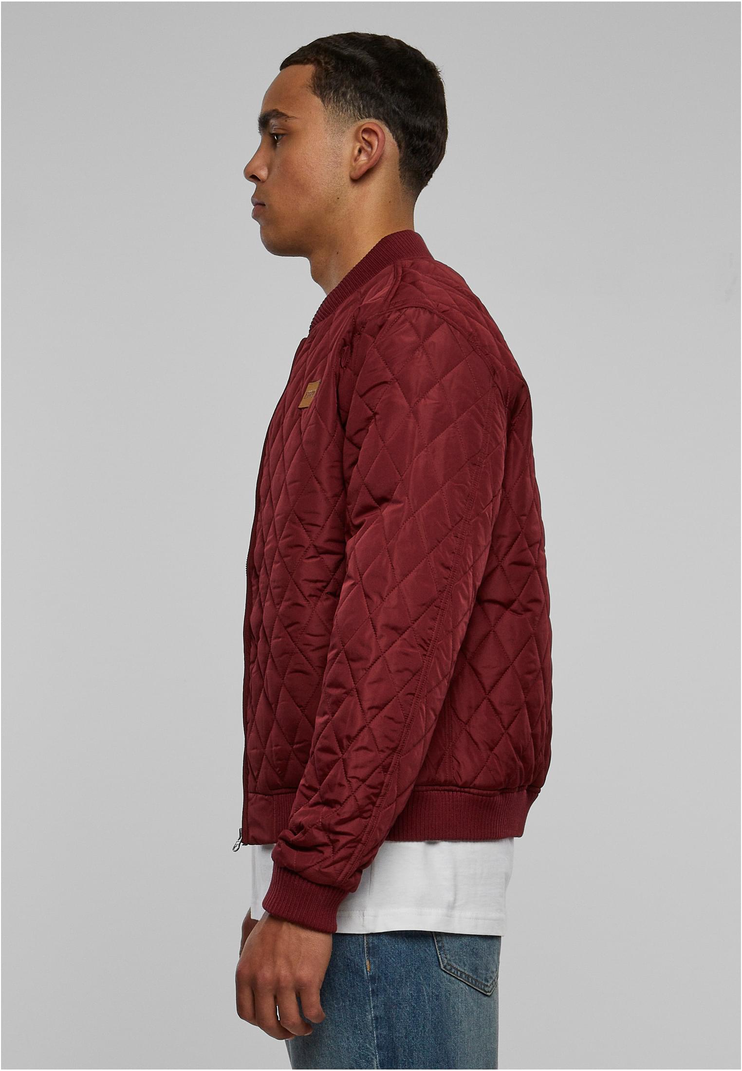 Diamond Quilt Nylon Jacket | burgundy