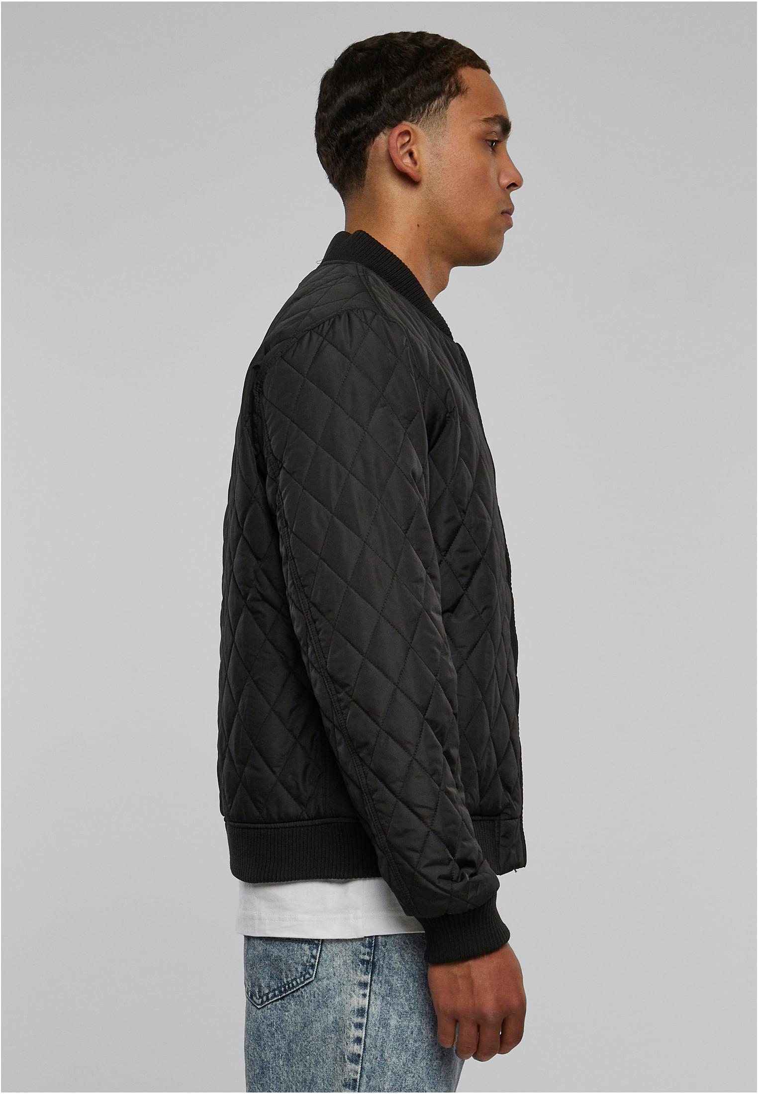 Diamond Quilt Nylon Jacket | black