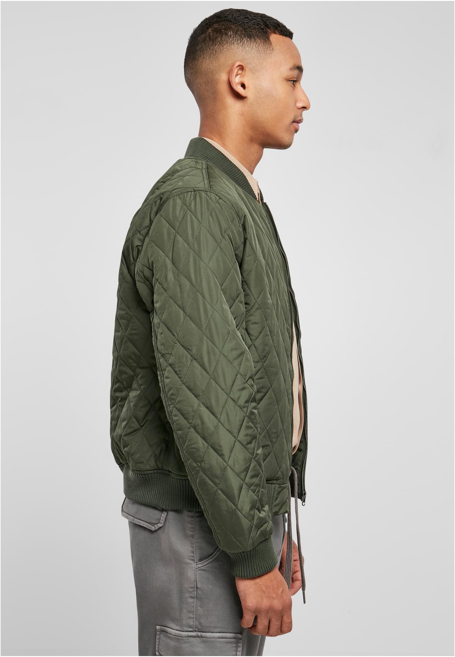 Diamond Quilt Nylon Jacket | olive