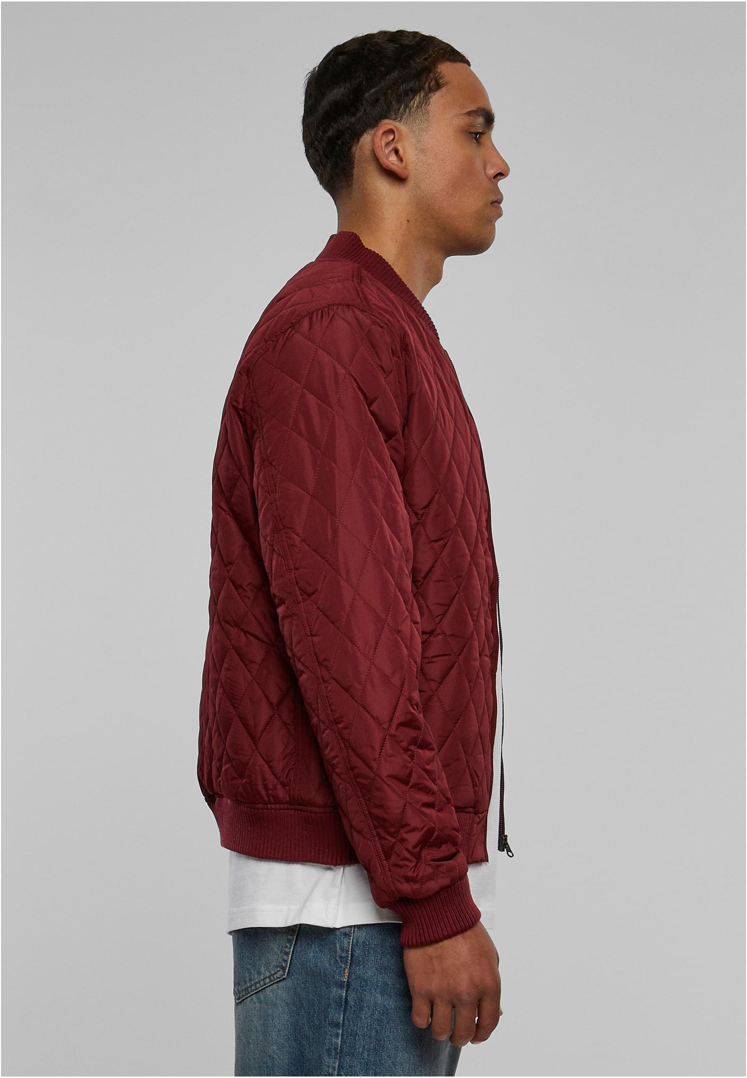 Diamond Quilt Nylon Jacket | burgundy