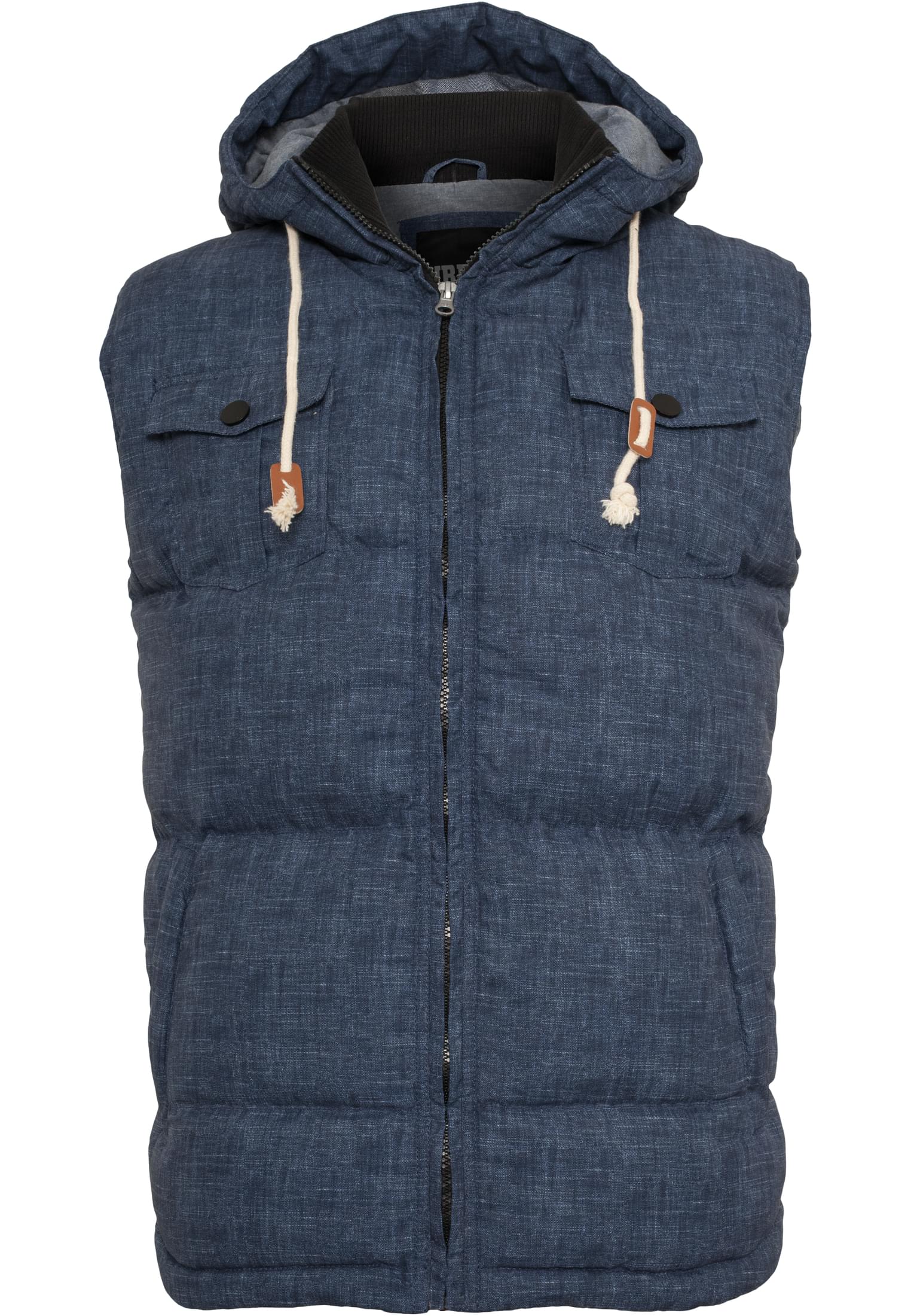 Chambray Lined Melange Bubble Vest | blue melange