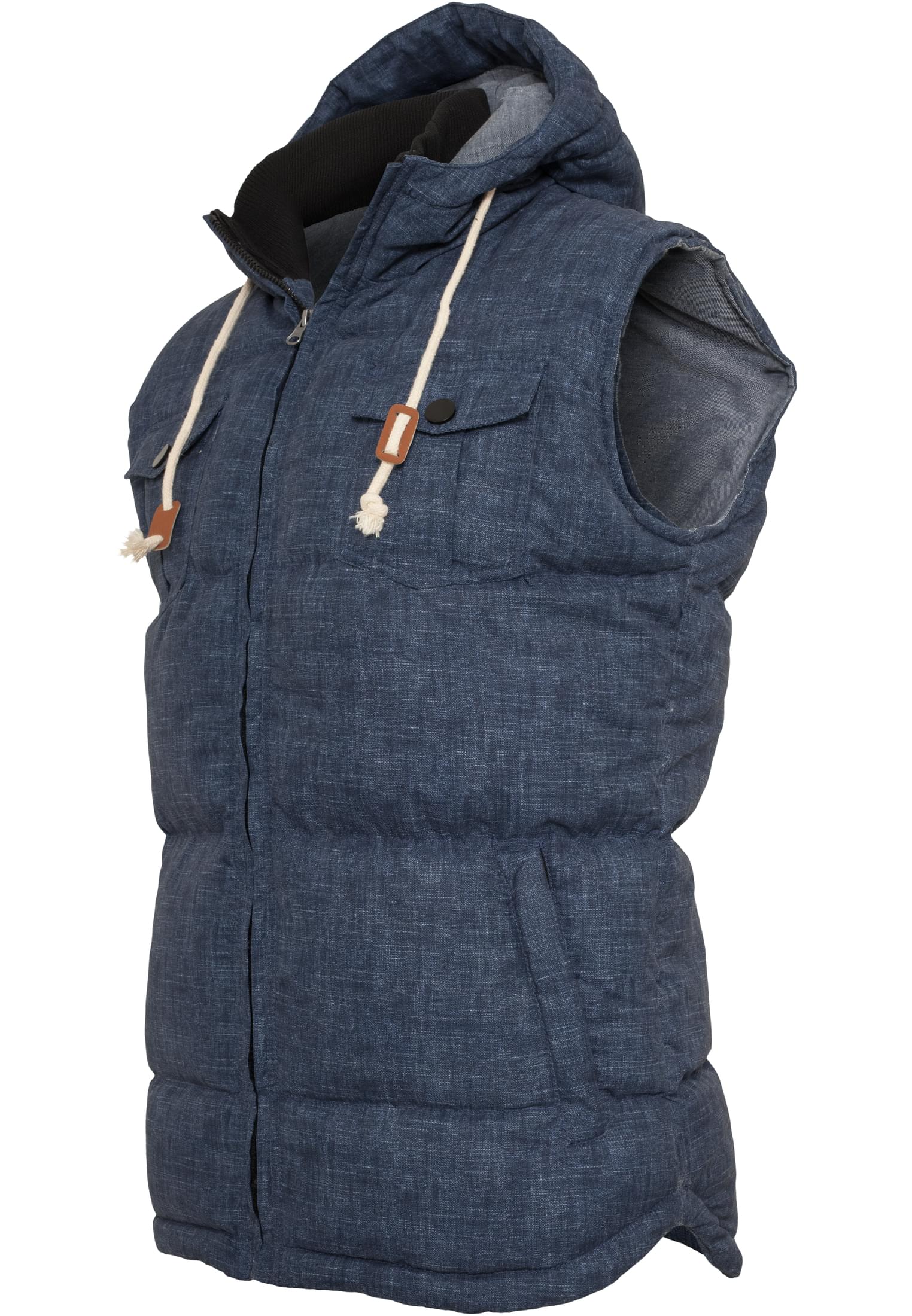 Chambray Lined Melange Bubble Vest | blue melange