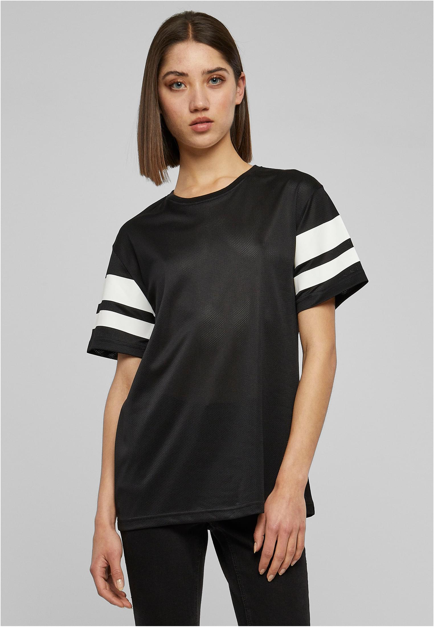 Ladies Stripe Mesh Tee | blk/wht