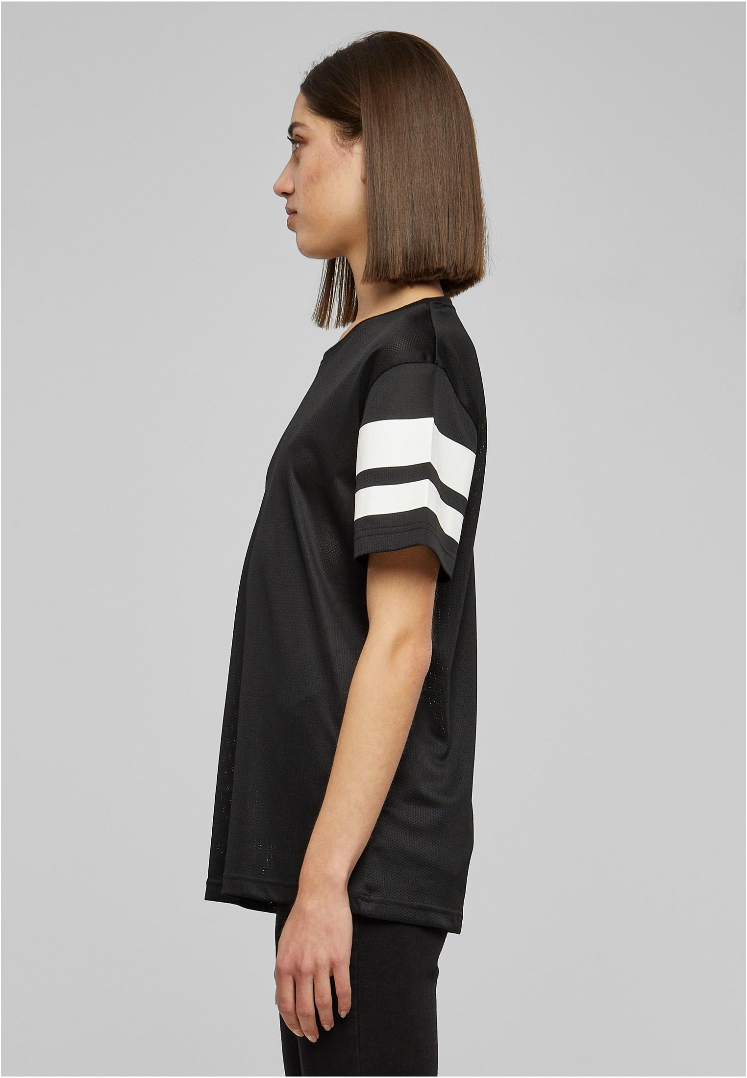 Ladies Stripe Mesh Tee | blk/wht