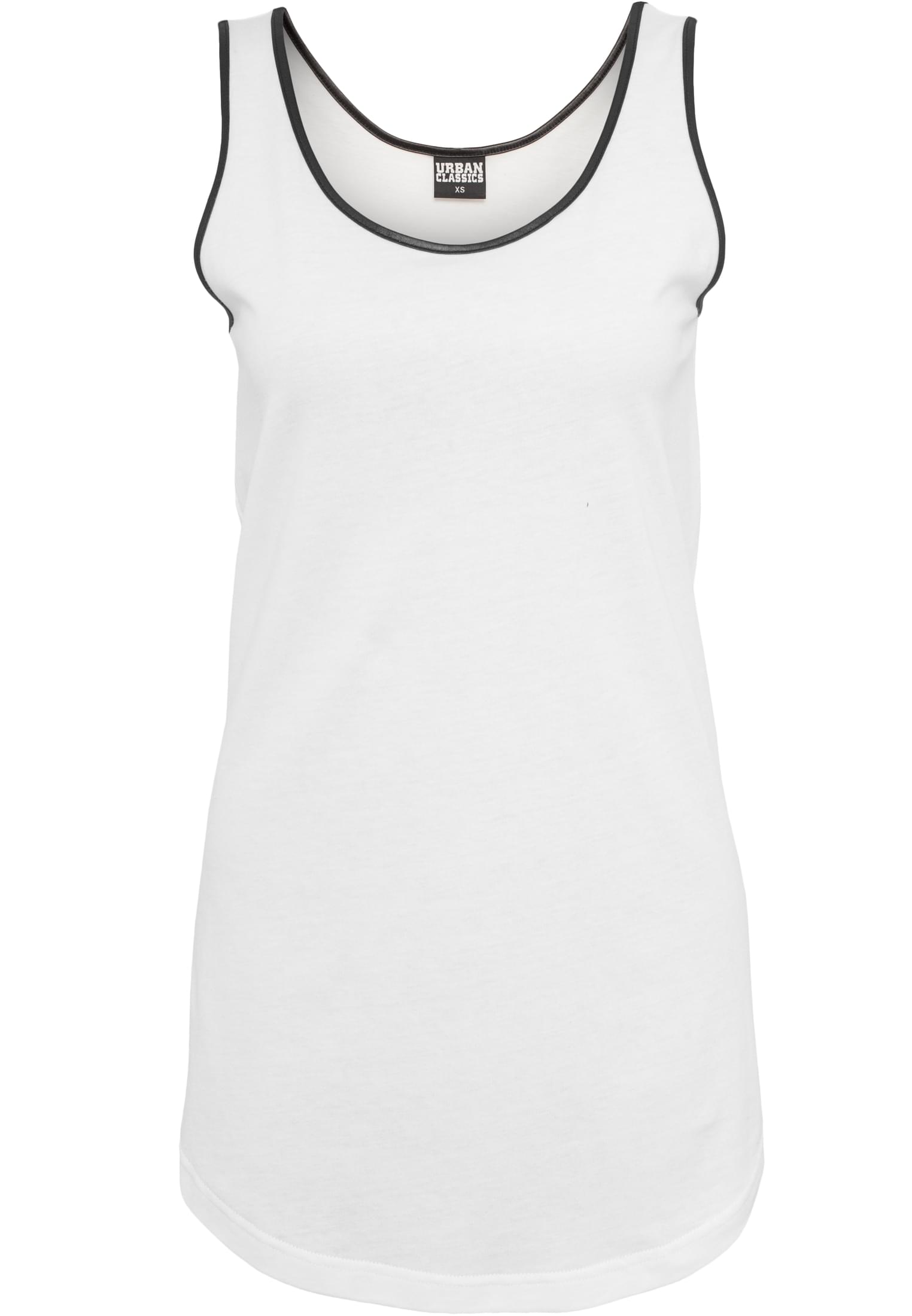 Ladies Leather Imitation Piping Tank | wht/blk