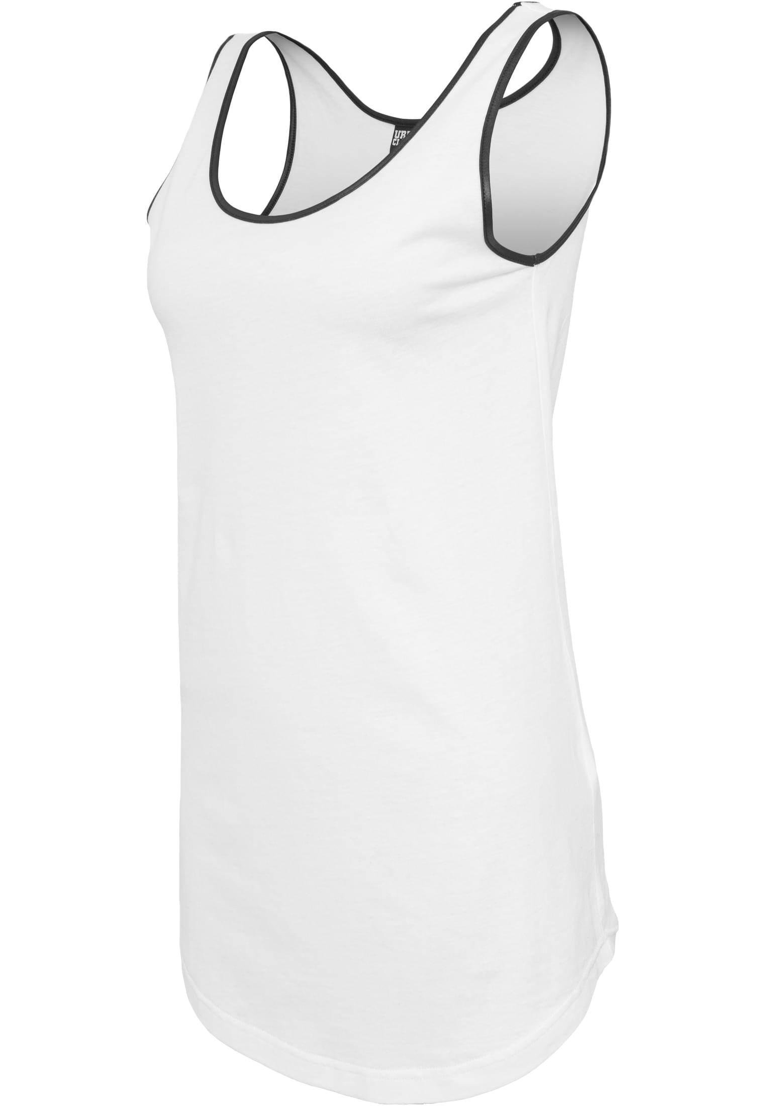 Ladies Leather Imitation Piping Tank | wht/blk