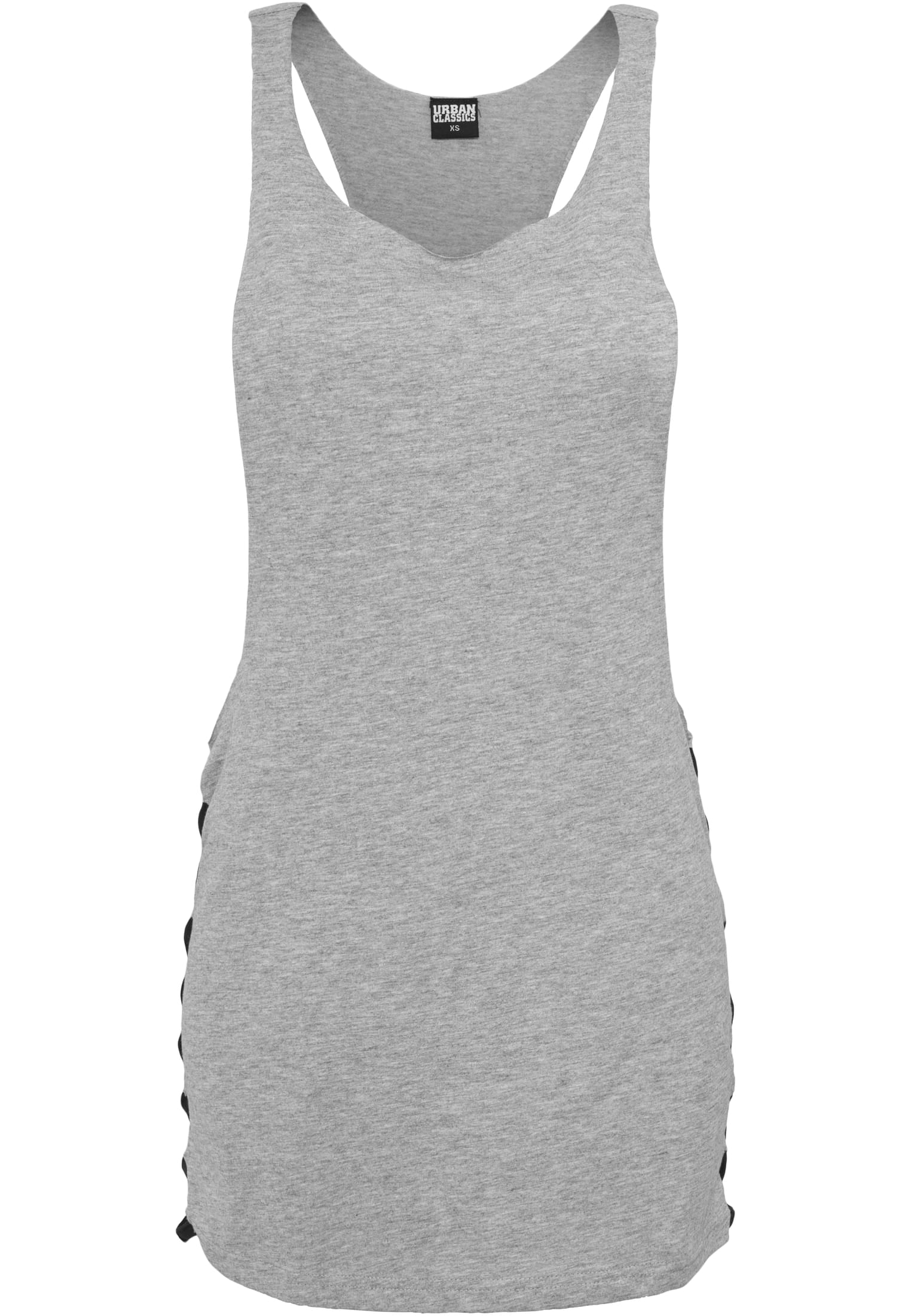 Ladies Side Knotted Loose Tank | gry/blk