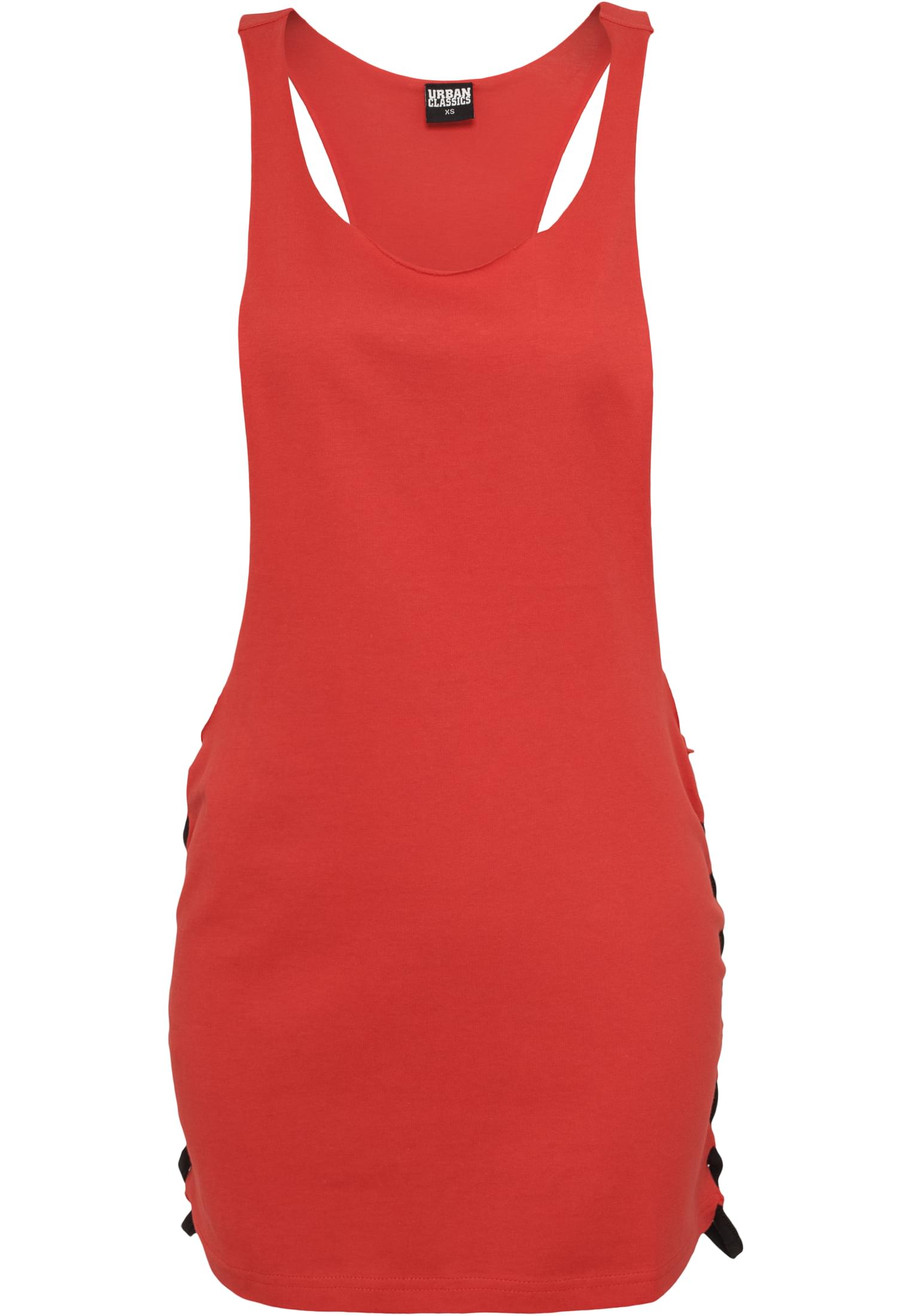 Ladies Side Knotted Loose Tank | red/blk