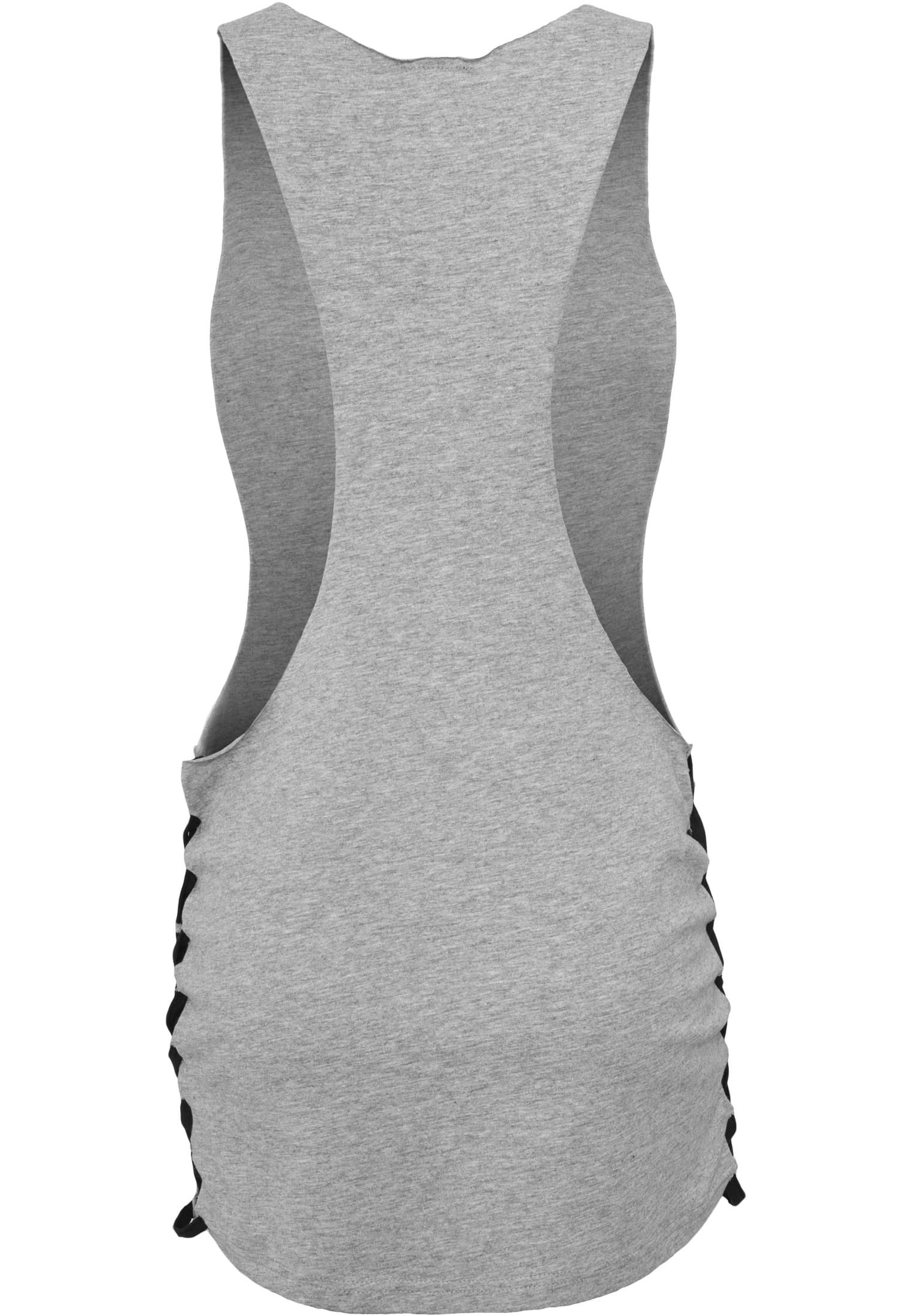 Ladies Side Knotted Loose Tank | gry/blk