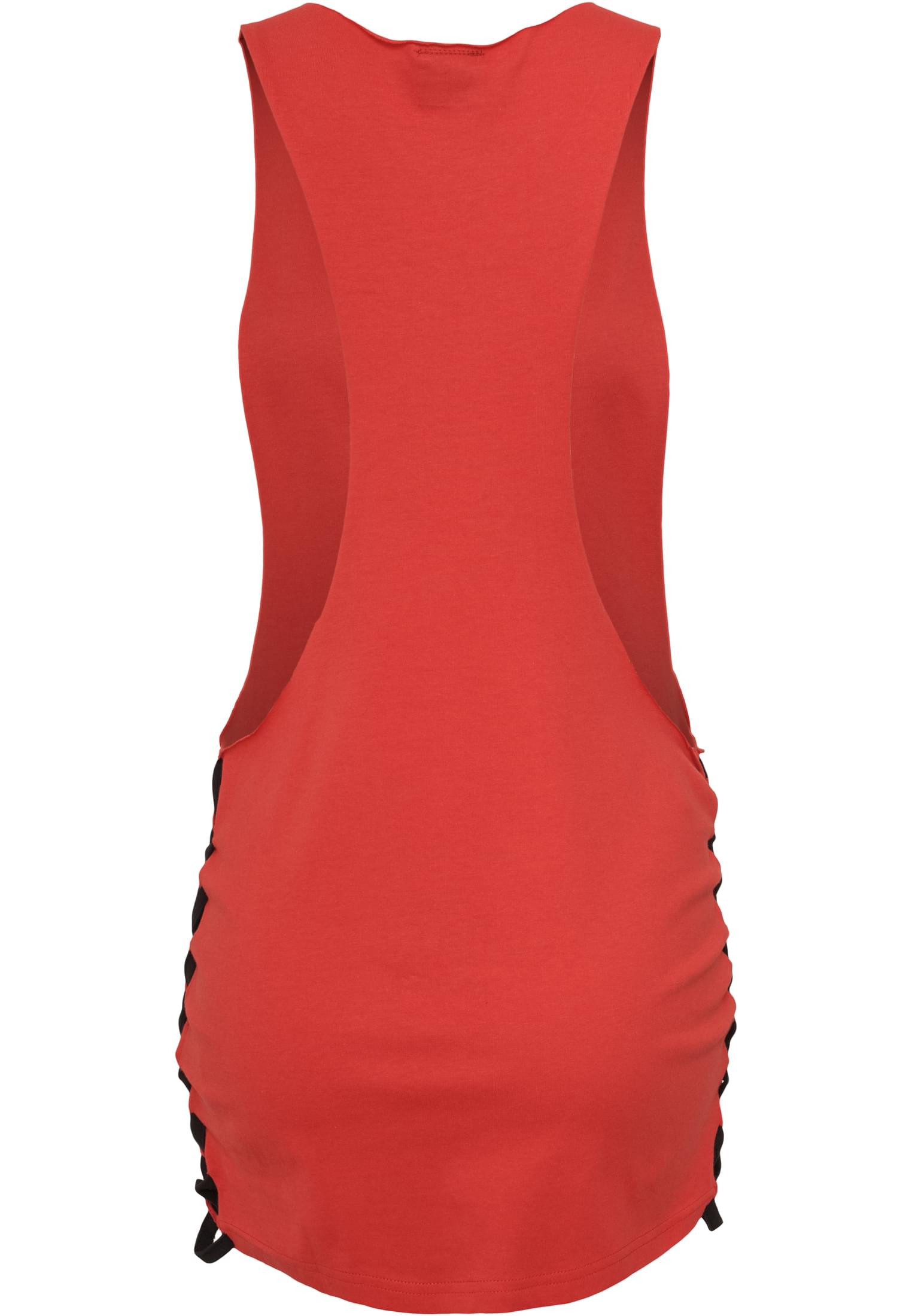 Ladies Side Knotted Loose Tank | red/blk