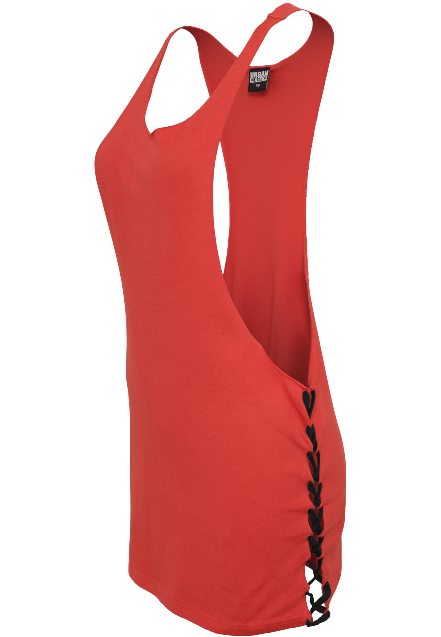 Ladies Side Knotted Loose Tank | red/blk