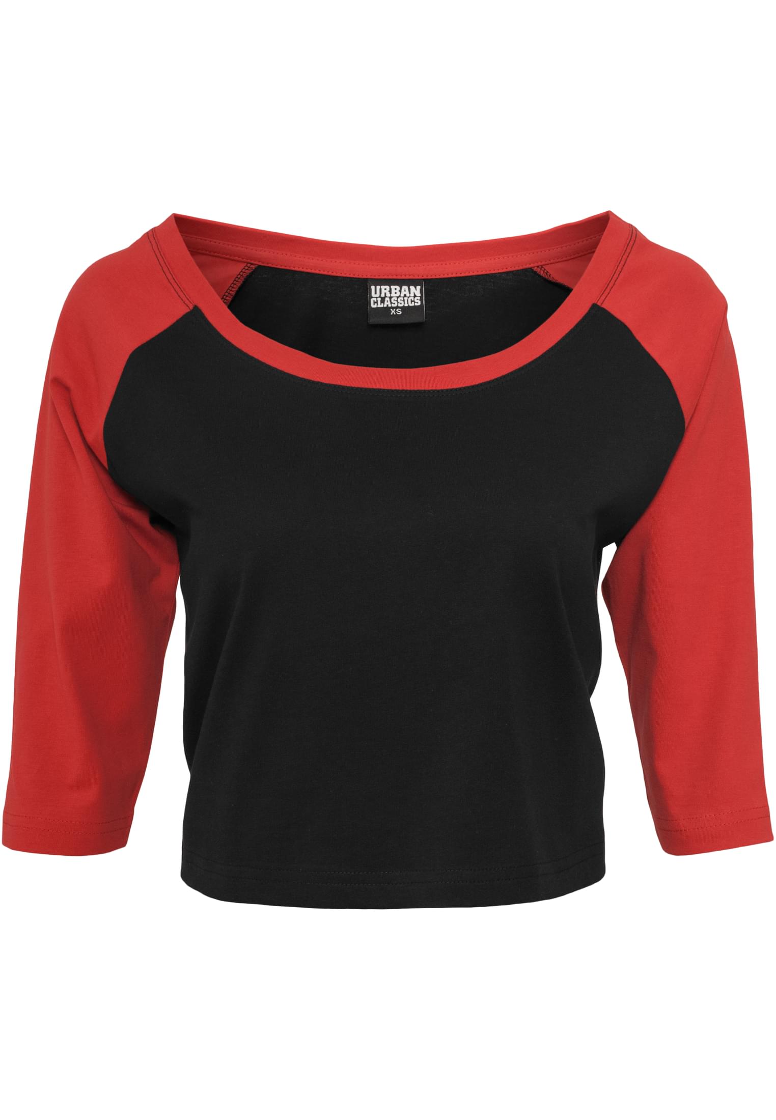 Ladies Cropped 3/4 Raglan Tee | blk/red