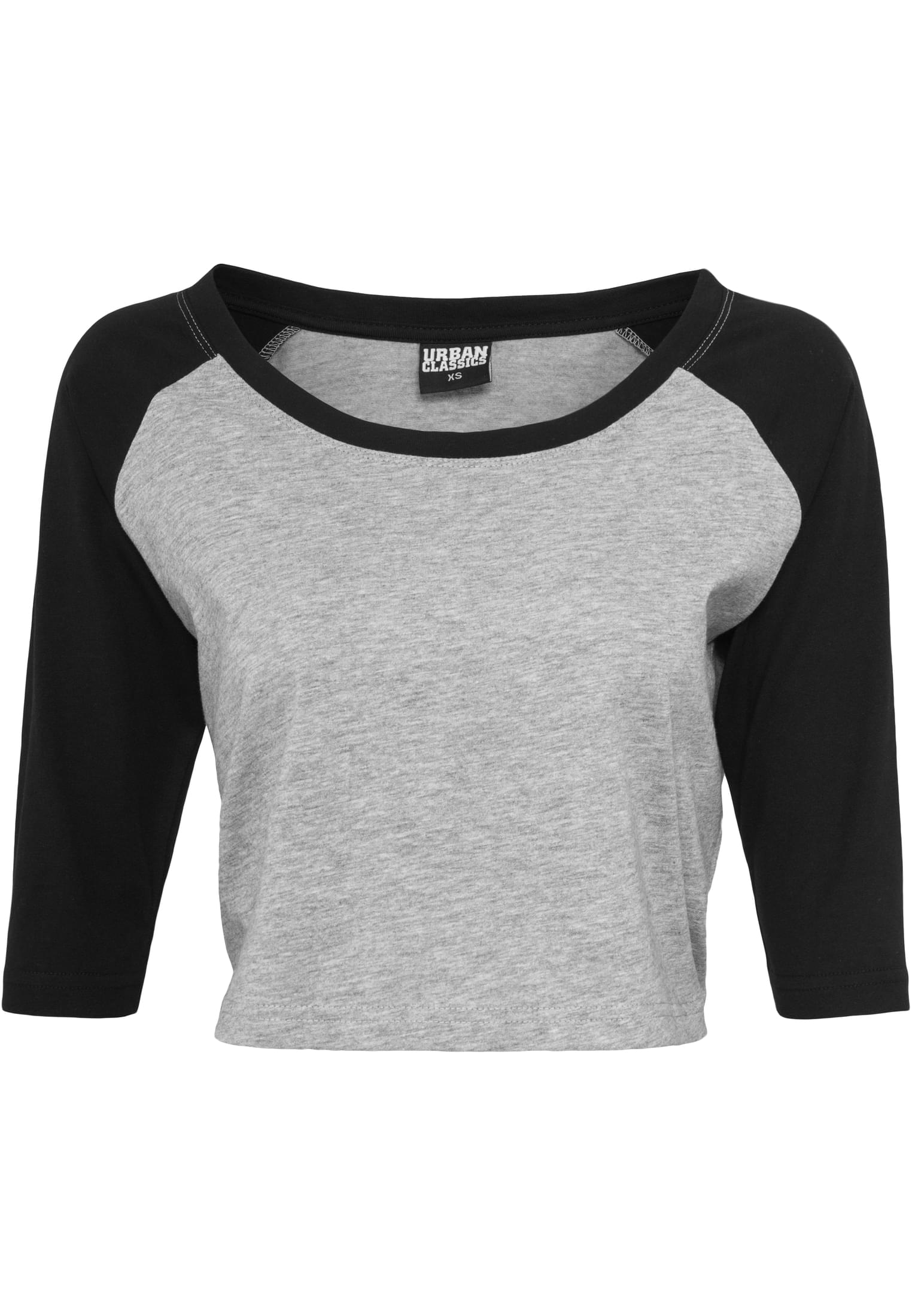 Ladies Cropped 3/4 Raglan Tee | gry/blk