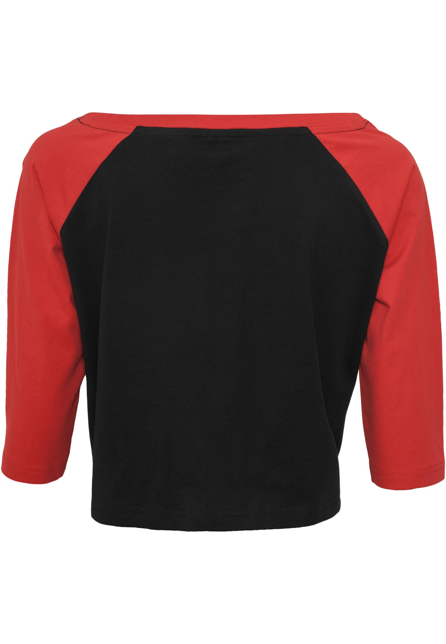 Ladies Cropped 3/4 Raglan Tee | blk/red