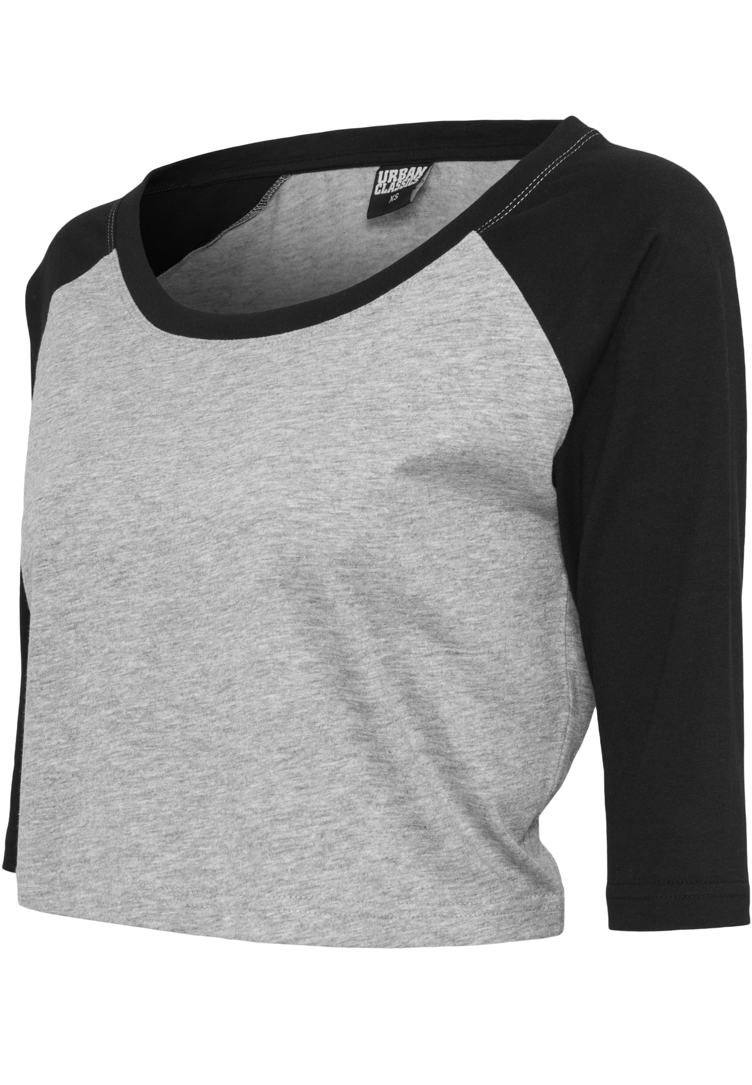 Ladies Cropped 3/4 Raglan Tee | gry/blk