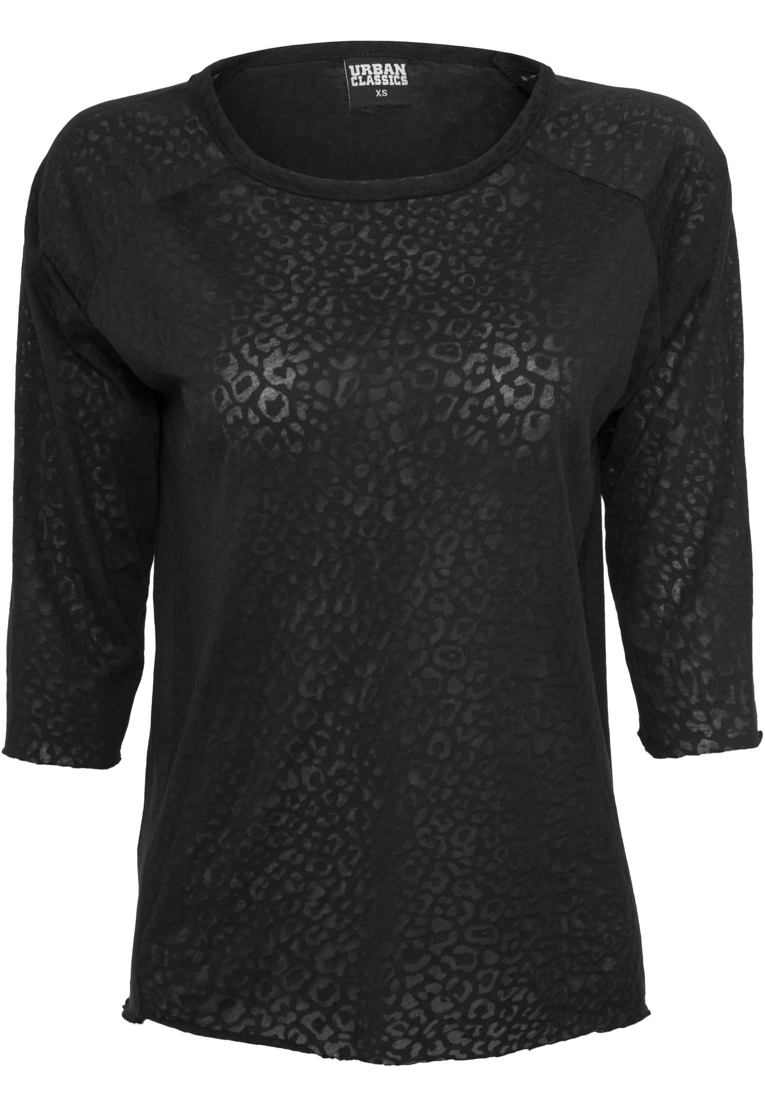 Ladies 3/4 Sleeve Wide Burnout Tee | black